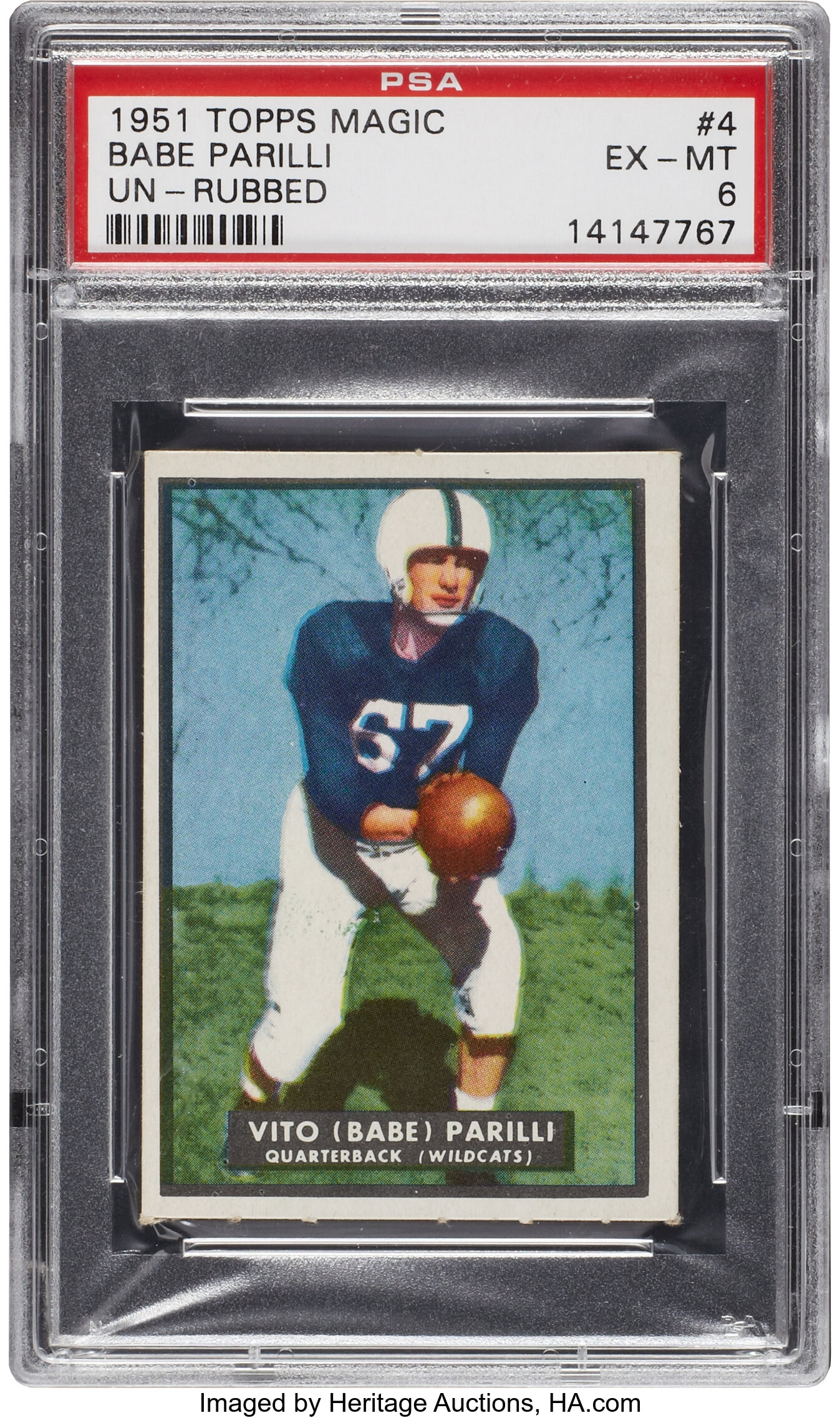 1951 Topps Magic Babe Parilli #4 PSA EX-MT 6. Football Cards, Lot  #42137