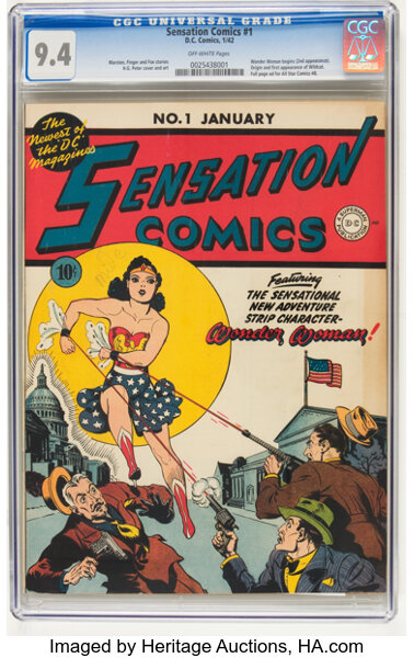 Golden Age (1938-1955):Superhero, Sensation Comics #1 (DC, 1942) CGC NM 9.4 Off-white pages....