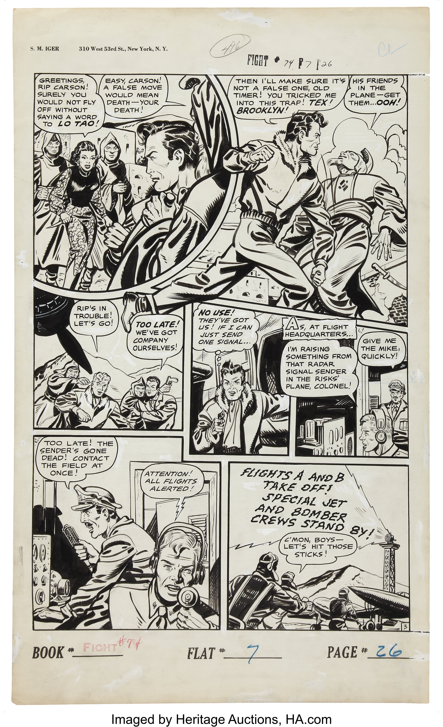 Fight Comics #74 Rip Carson of Risks, Unlimited page 3 Original Art ...