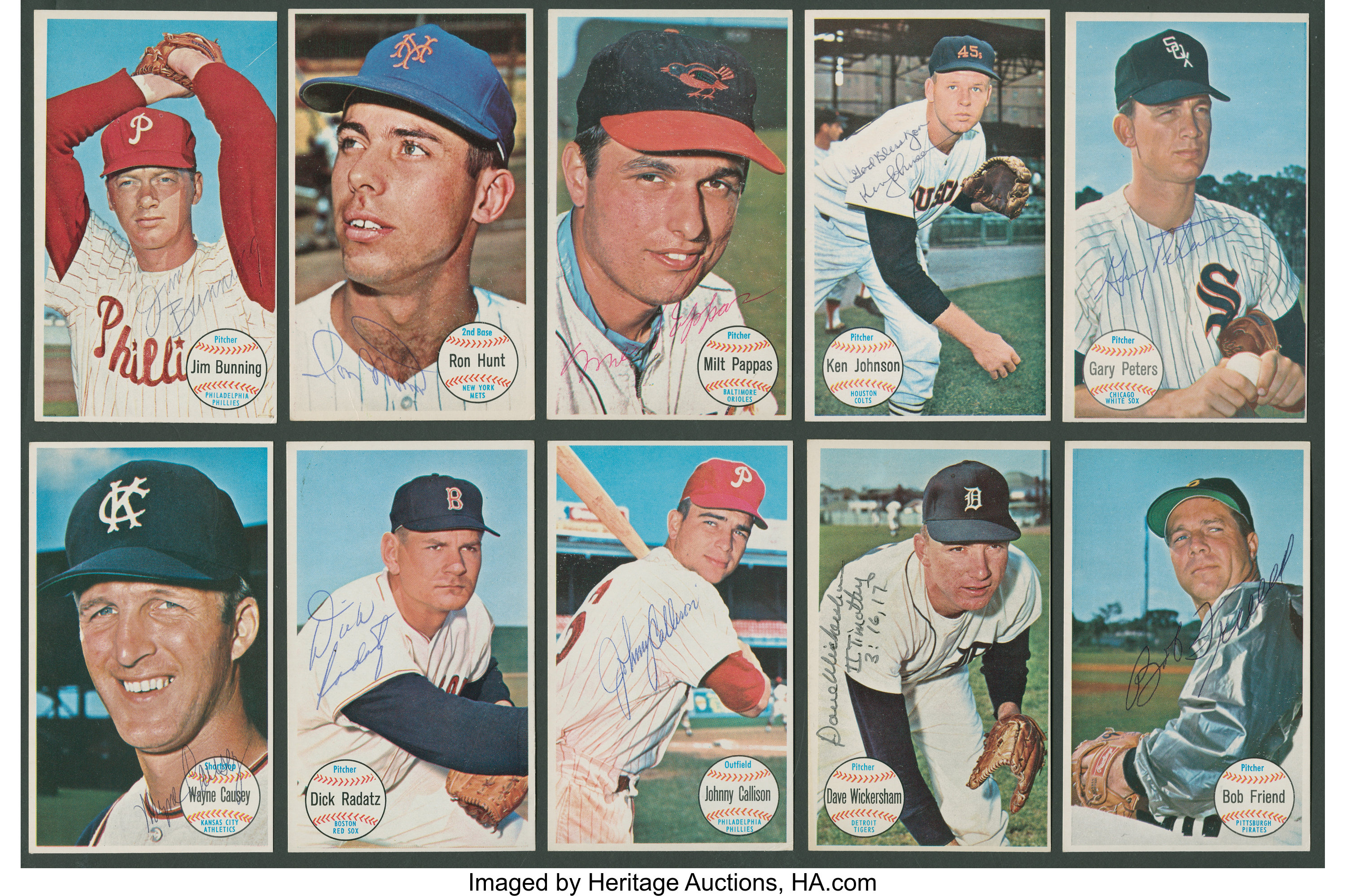 Lot - Topps 1964 Autographed Baseball Cards, Phillies