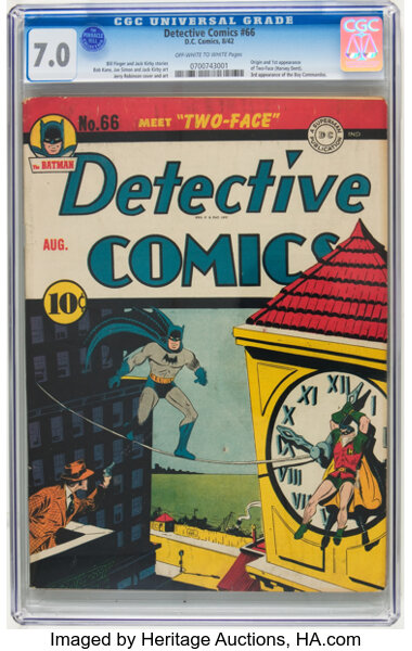 Golden Age (1938-1955):Superhero, Detective Comics #66 (DC, 1942) CGC FN/VF 7.0 Off-white to white pages....