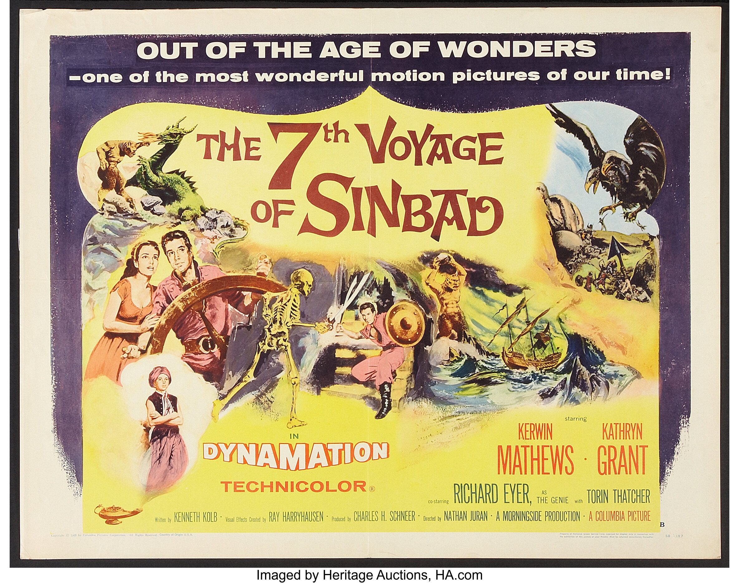 The 7th Voyage of Sinbad (Columbia, 1958). Half Sheet (22