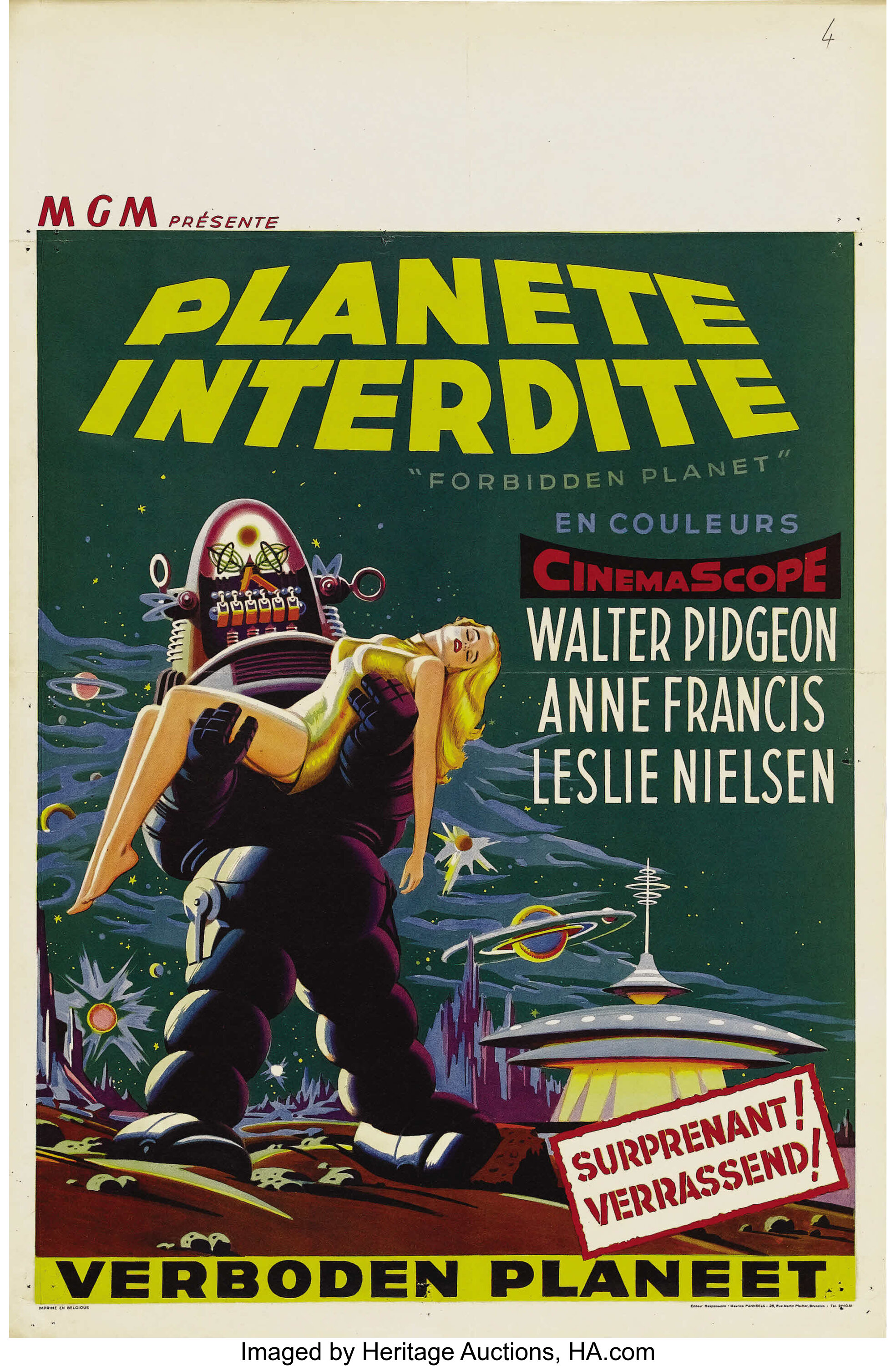 Forbidden Planet 1956 Vintage Science Fiction Movie Poster Half