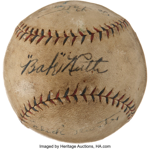 Sold at Auction: Babe Ruth autographed baseball c.1922.