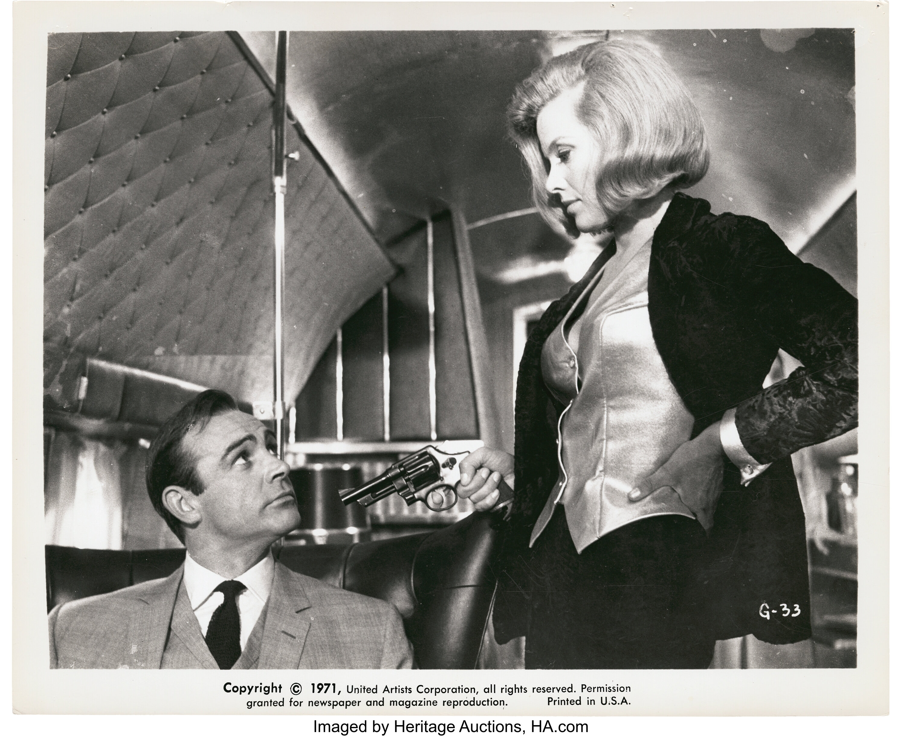 Sean Connery and Honor Blackman in "Goldfinger" (United Artists, | Lot