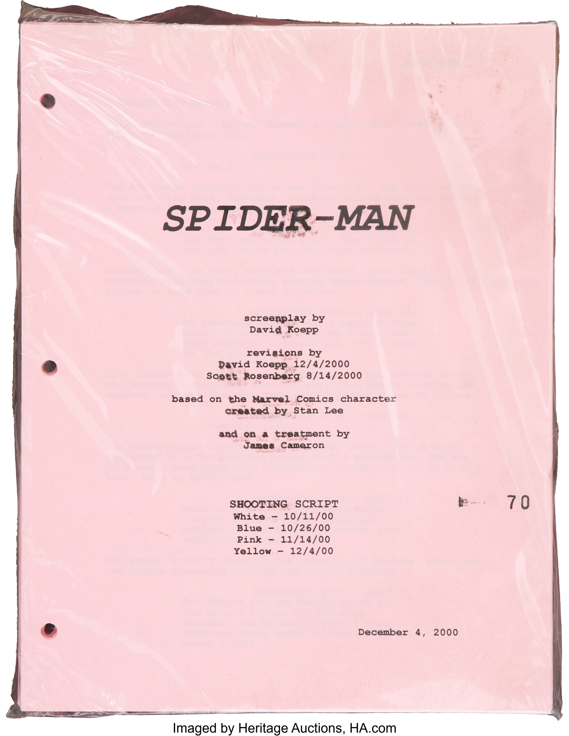 Spider-Man Script.... Movie/TV Memorabilia Documents | Lot #50282 |  Heritage Auctions