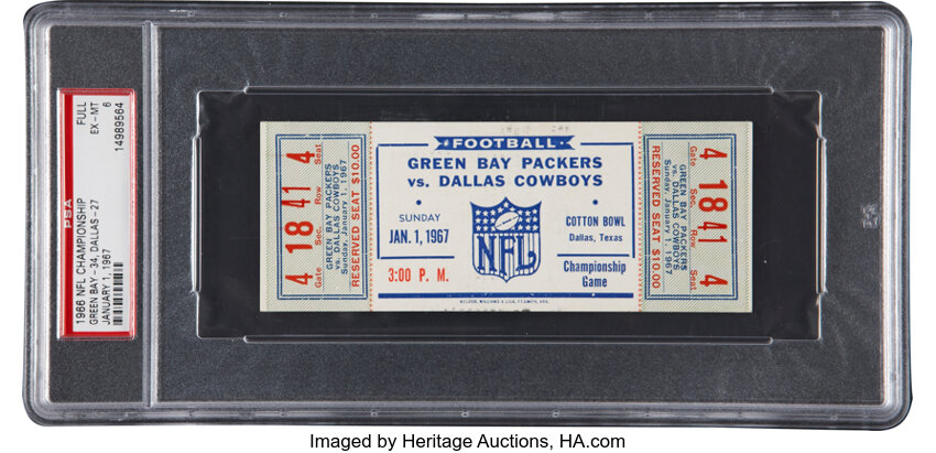 1967 GREEN BAY PACKERS Game Ticket Print Vintage Football 