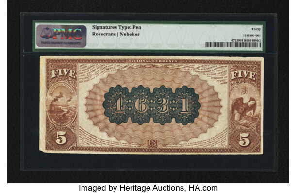 1858 GA 5 Dollar Bank Note SAVANNAH Double Signed & 