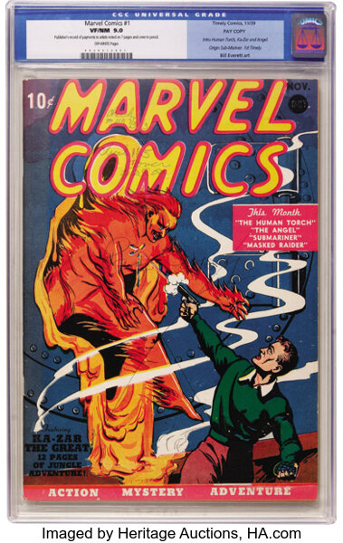 Golden Age (1938-1955):Superhero, Marvel Comics #1 Pay Copy (Timely, 1939) CGC VF/NM 9.0 Off-whitepages....
