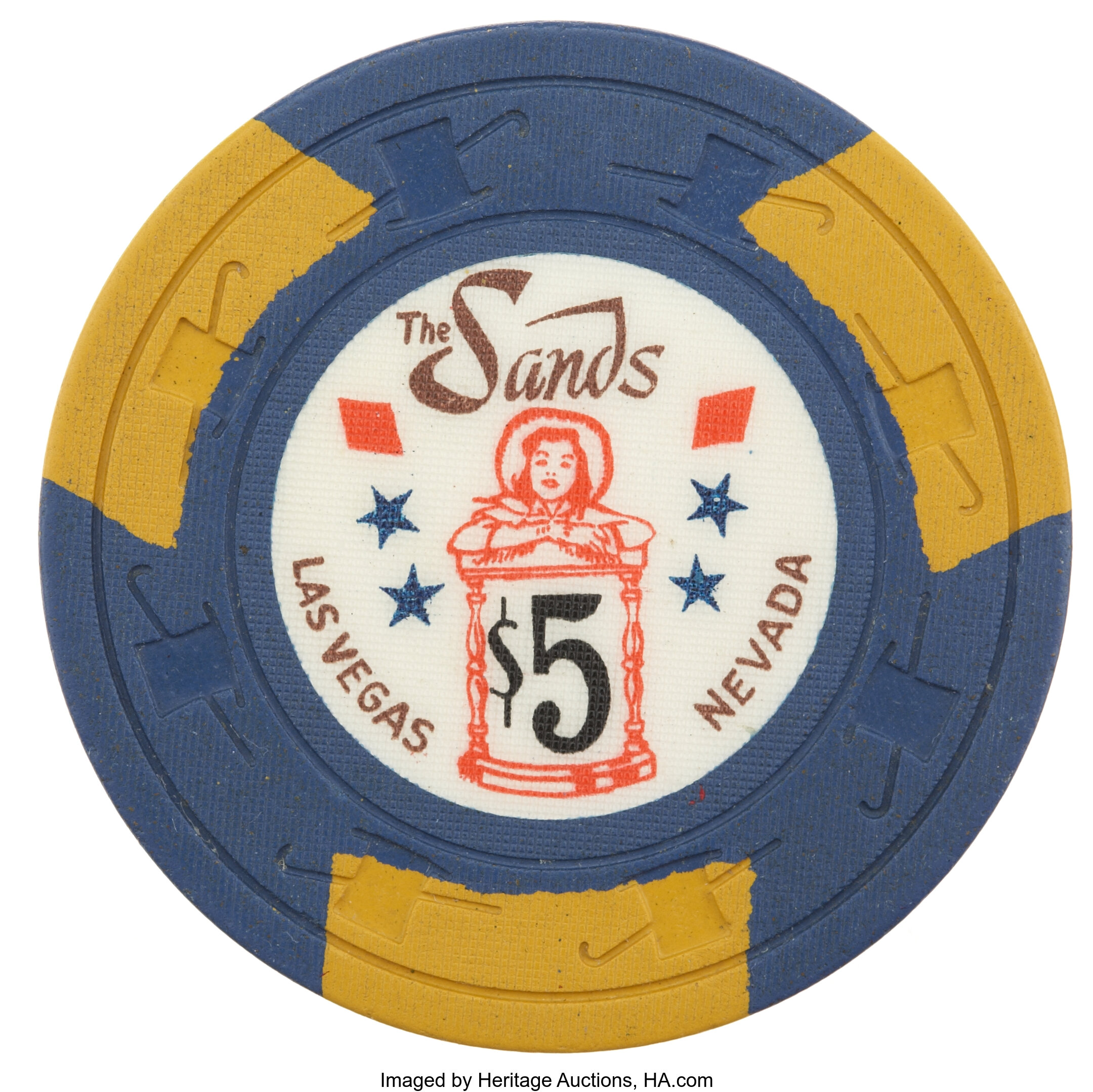 Sands 5 Las Vegas Casino Chip, Ninth Issue, R9, Circa Late Lot