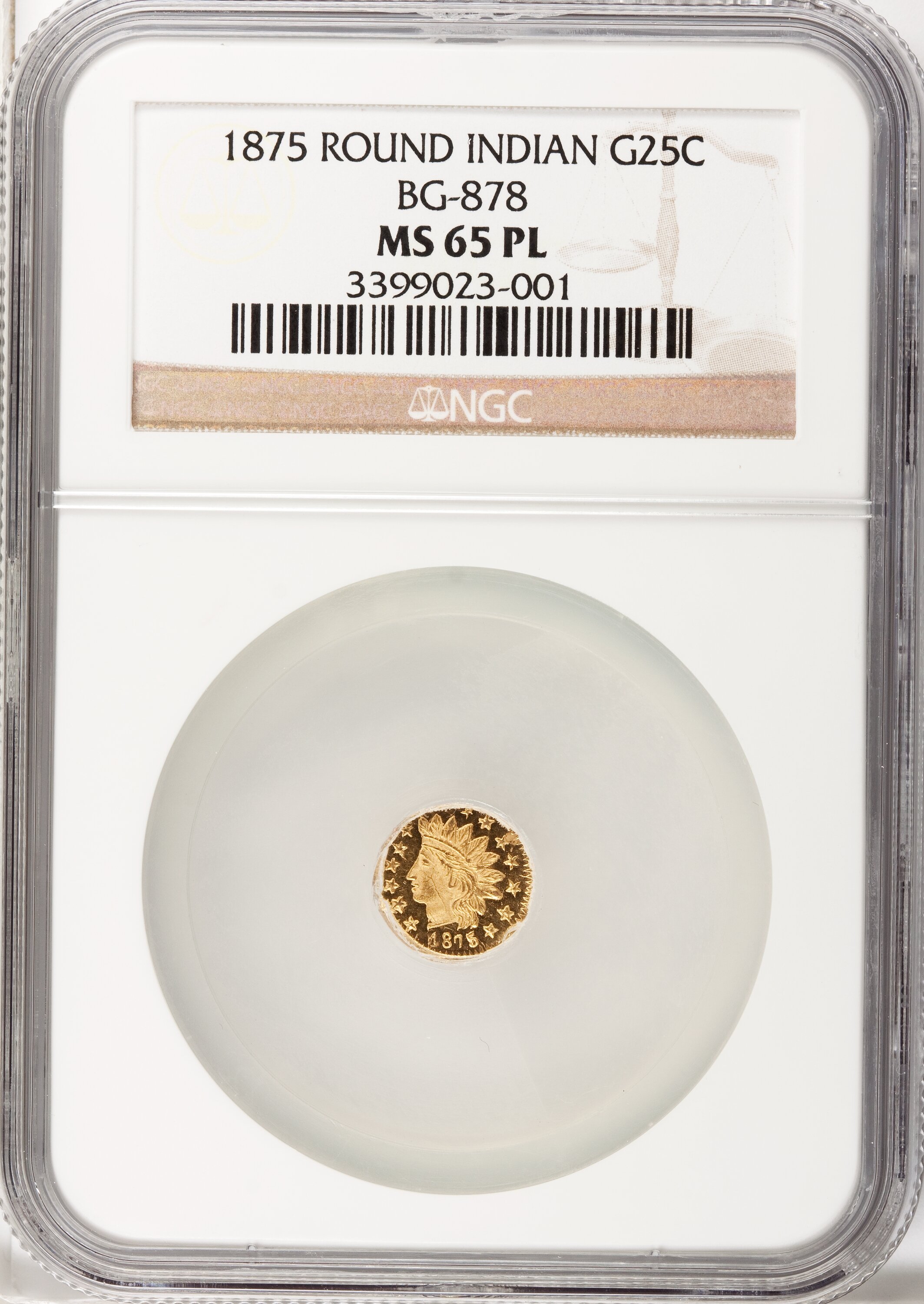 1875 25c Indian Round 25 Cents Bg 878 R 3 Ms65 Prooflike Ngc Ngc Lot 9368 Heritage Auctions