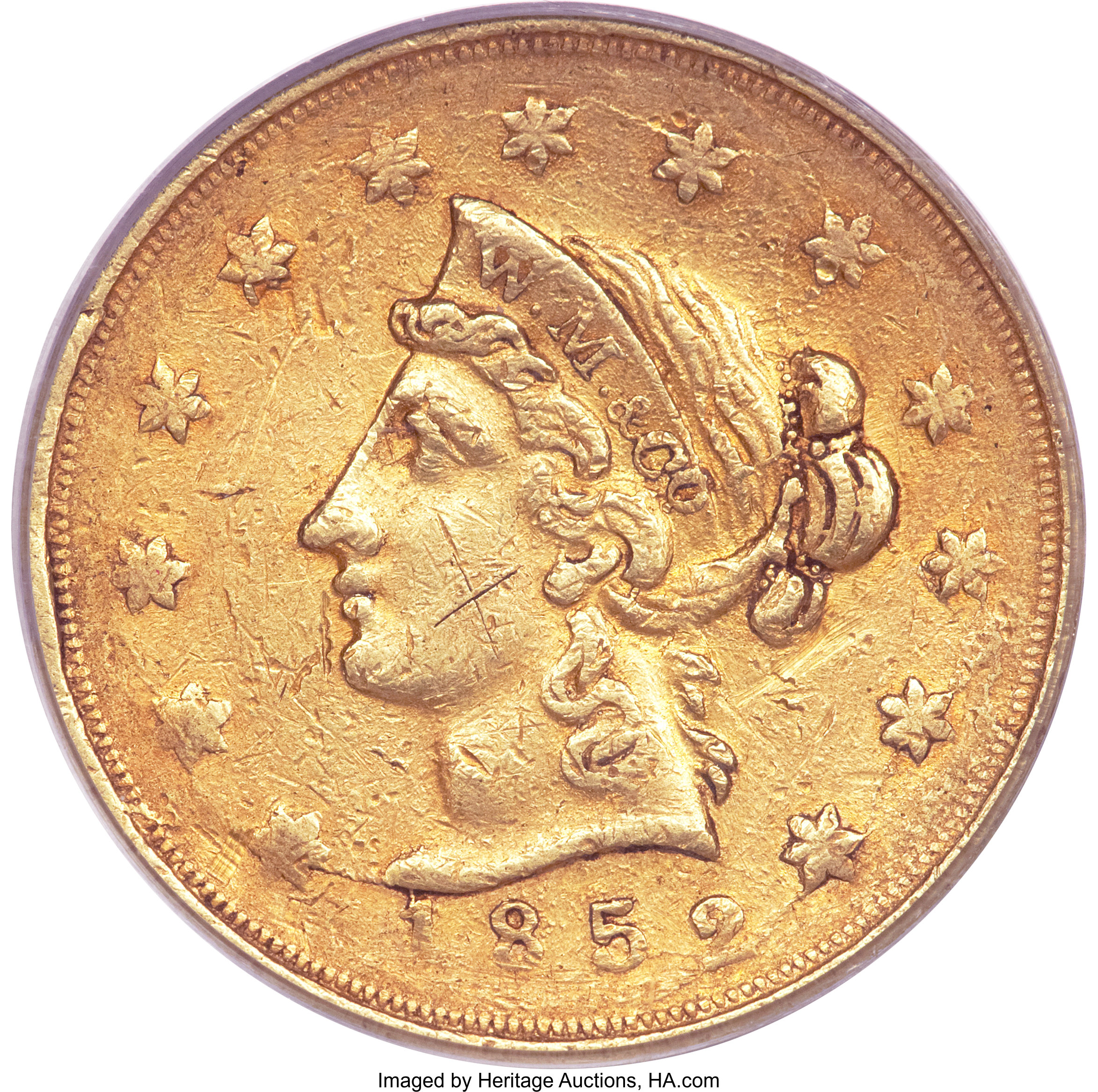 1852 10 Wass Molitor Ten Dollar Large Head Wide Date Au53 Lot 2394 Heritage Auctions
