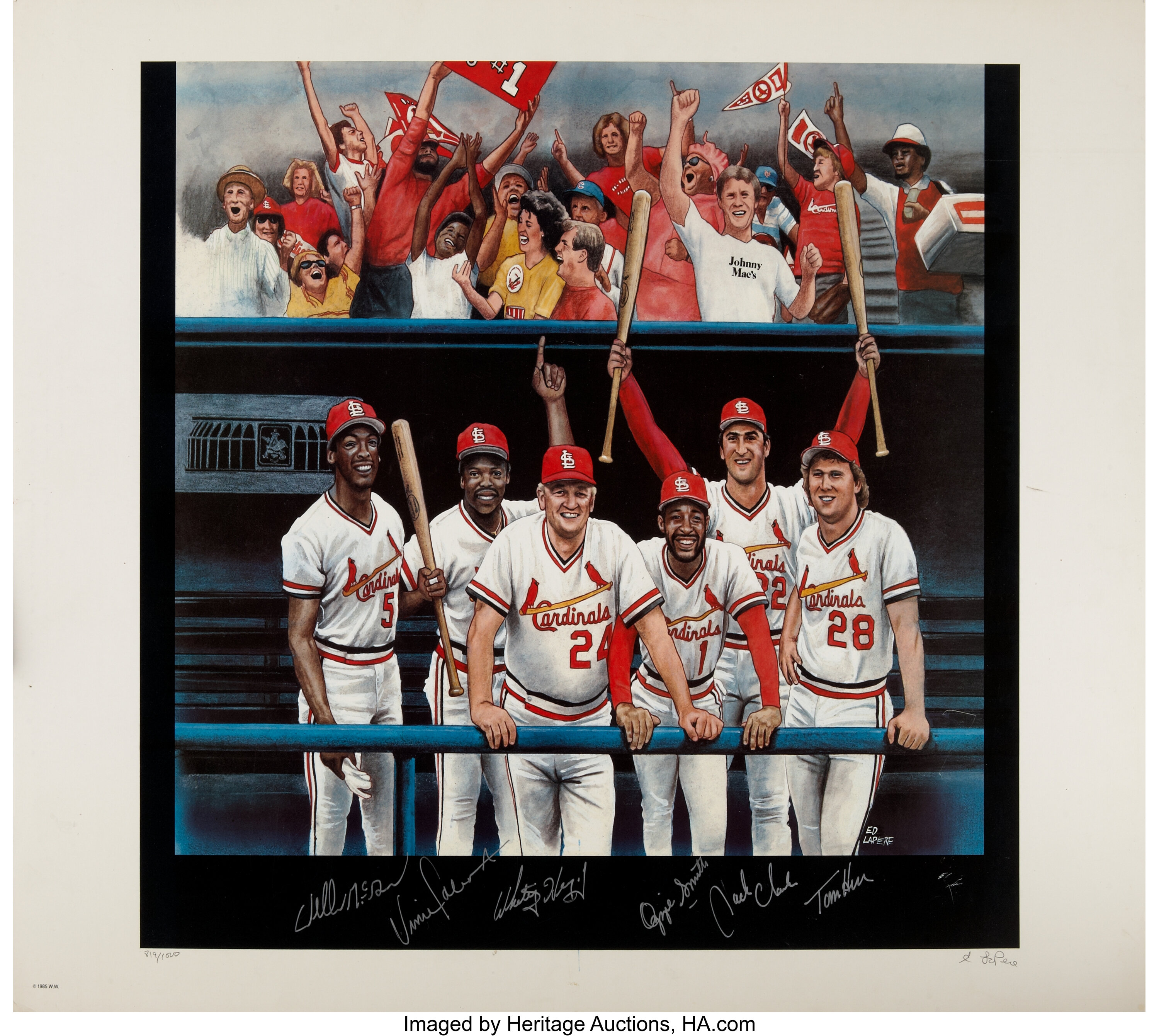 Lot - 1989 St. Louis Cardinals Team Lineup Limited Collector's