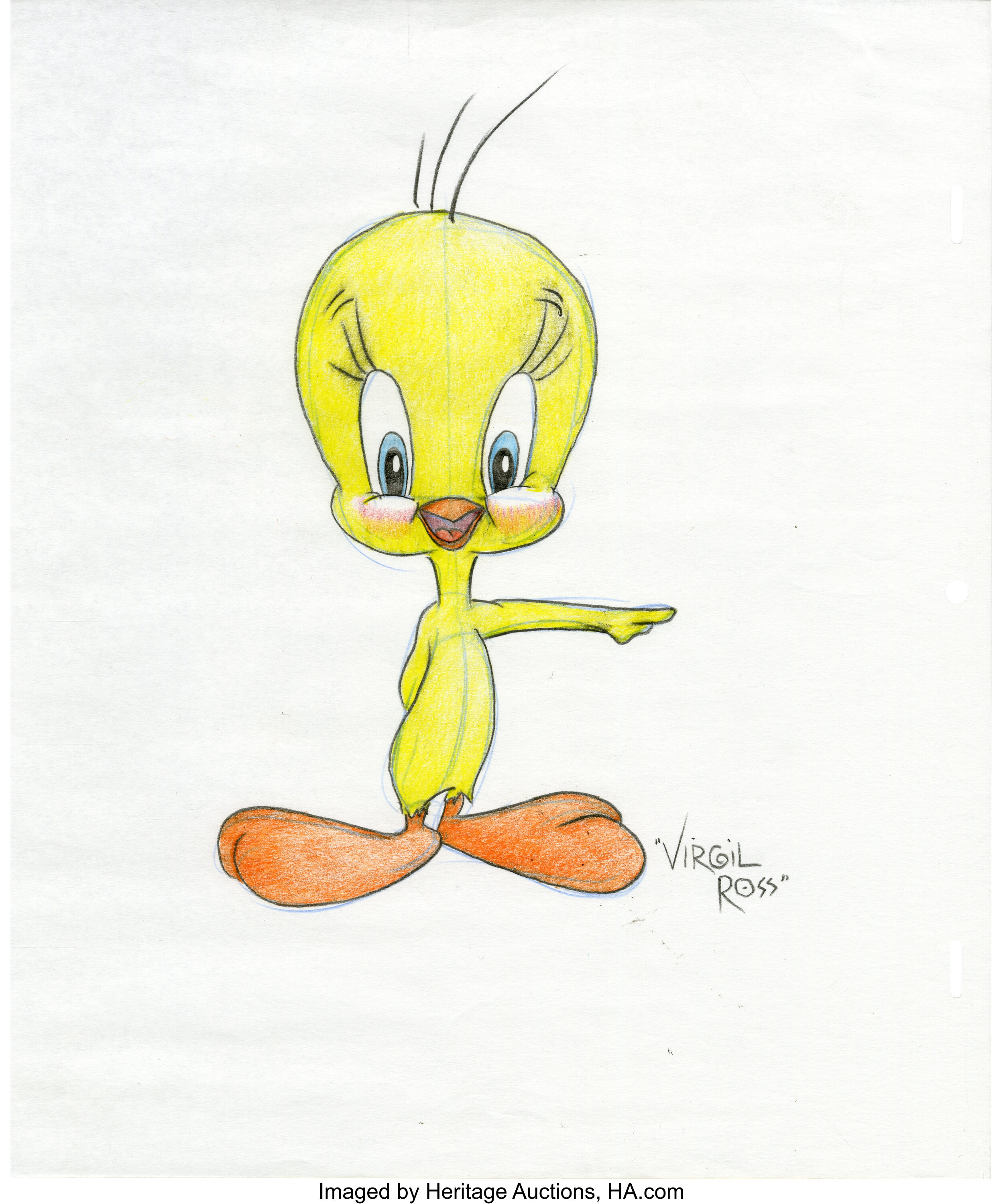 Virgil Ross Tweety Bird Drawing Original Art Warner Bros Lot