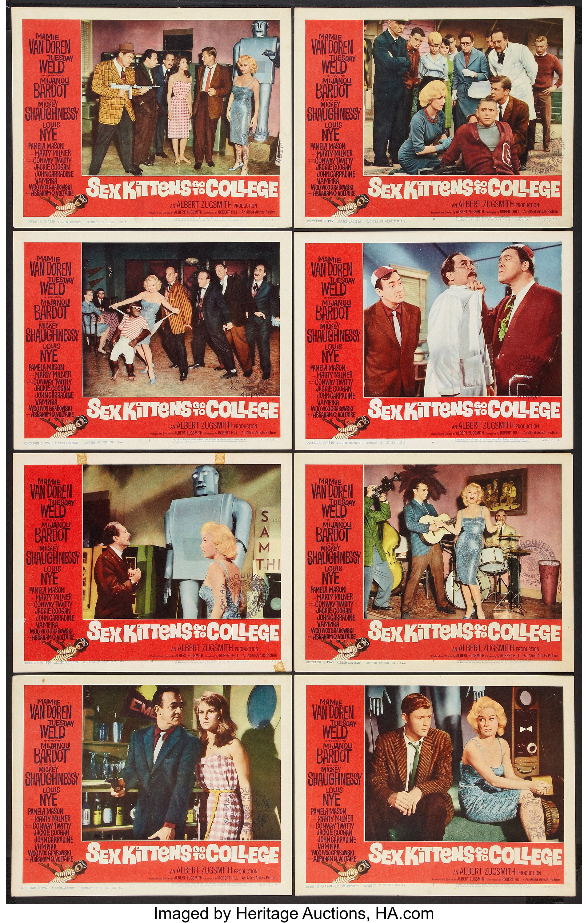 Sex Kittens Go To College Allied Artists 1960 Lobby Card Set Of