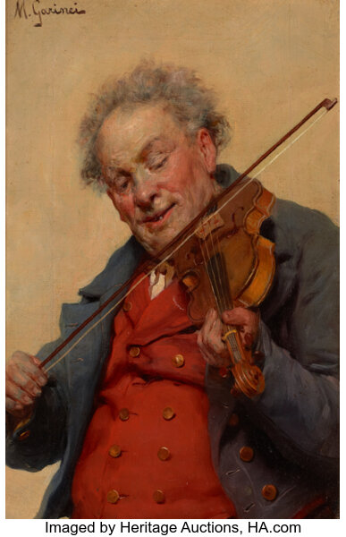 MICHELE GARINEI Italian 1871 1960 . Violinist. Oil on canvas