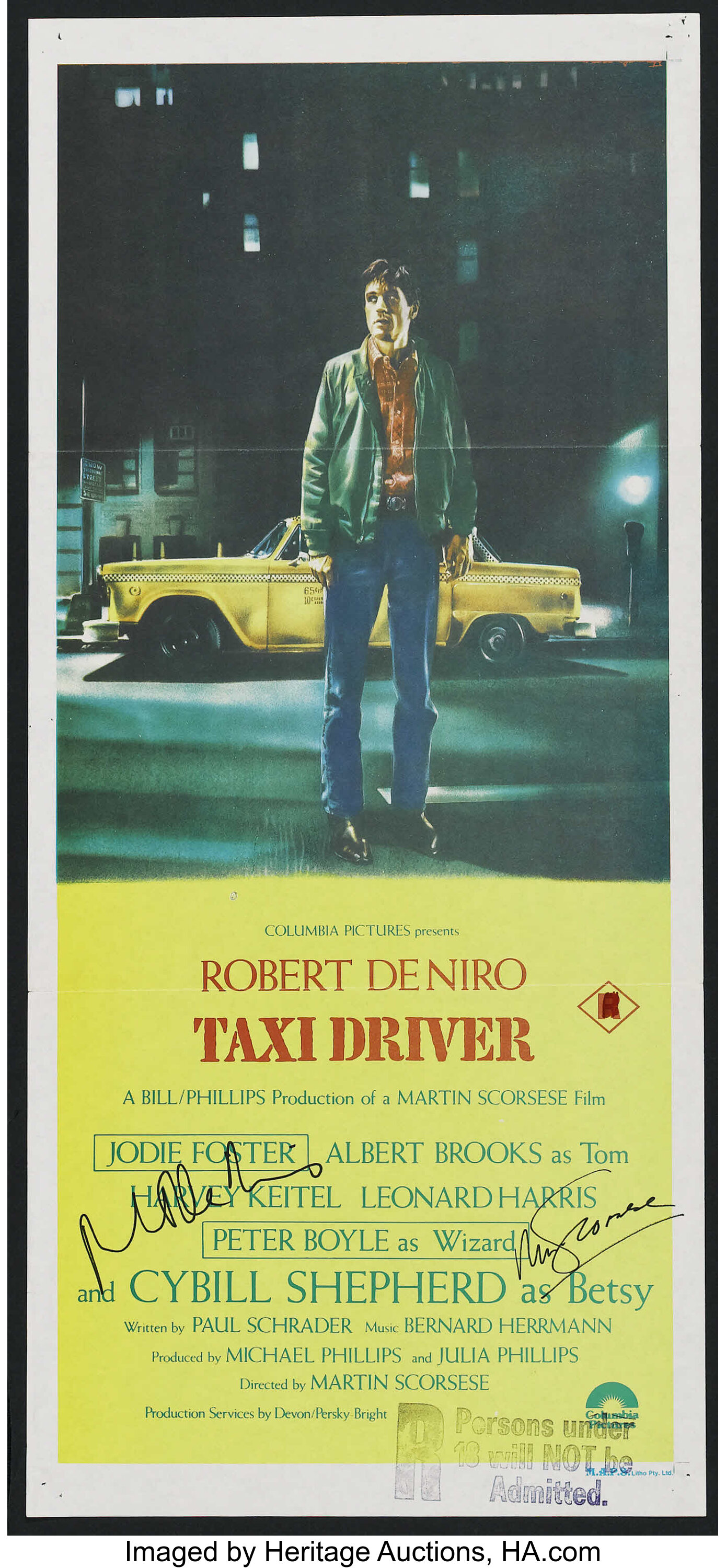 Taxi Driver (Columbia, 1976). Autographed Australian Daybill (13