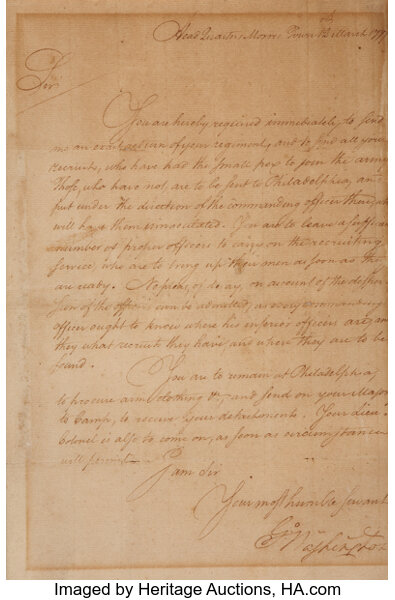 George Washington Handwritten Letter from Presidency for Sale