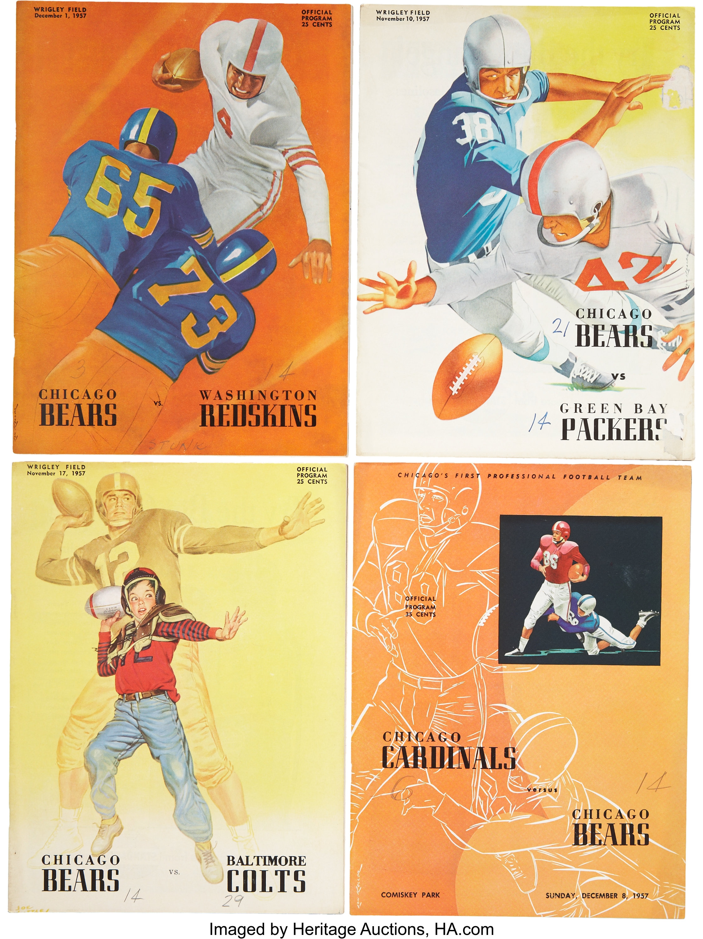 1940-41 Chicago Bears Program Lot of 4..  Football Collectibles, Lot  #43162