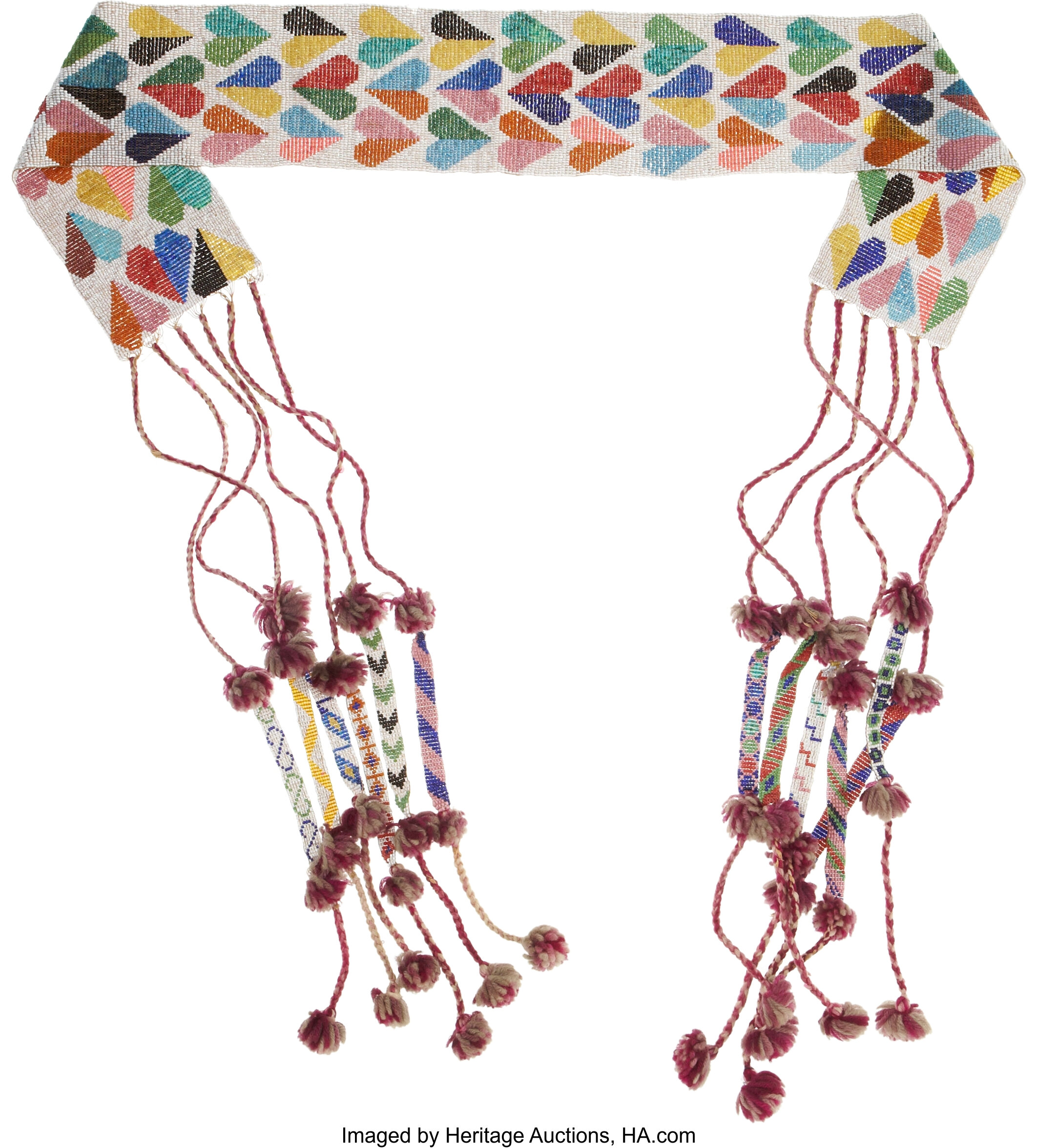 A WESTERN GREAT LAKES LOOM-BEADED SASH. c. 1890... Other | Lot #50382 ...