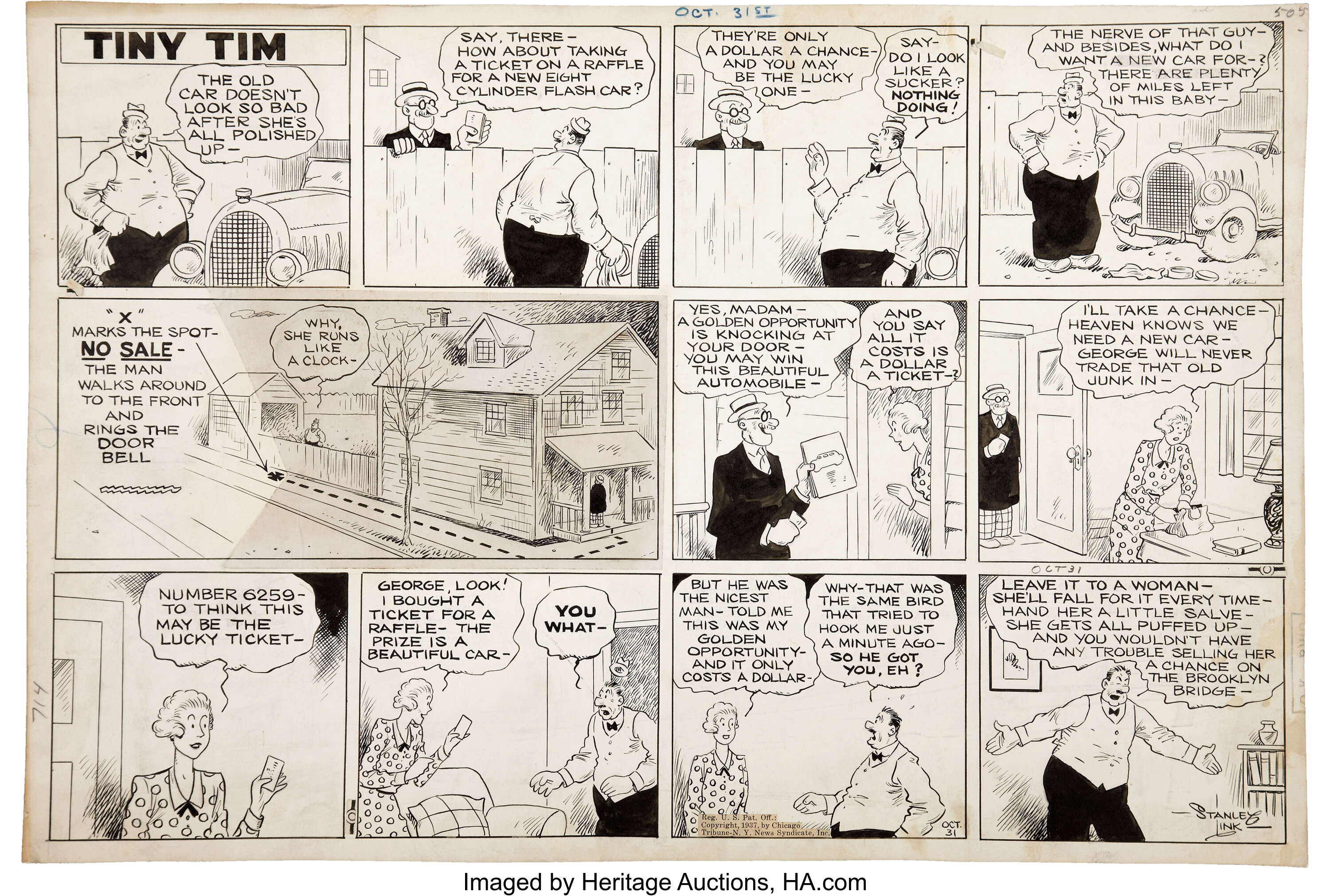 Stanley Link Tiny Tim Sunday Comic Strip Original Art Dated Lot Heritage Auctions