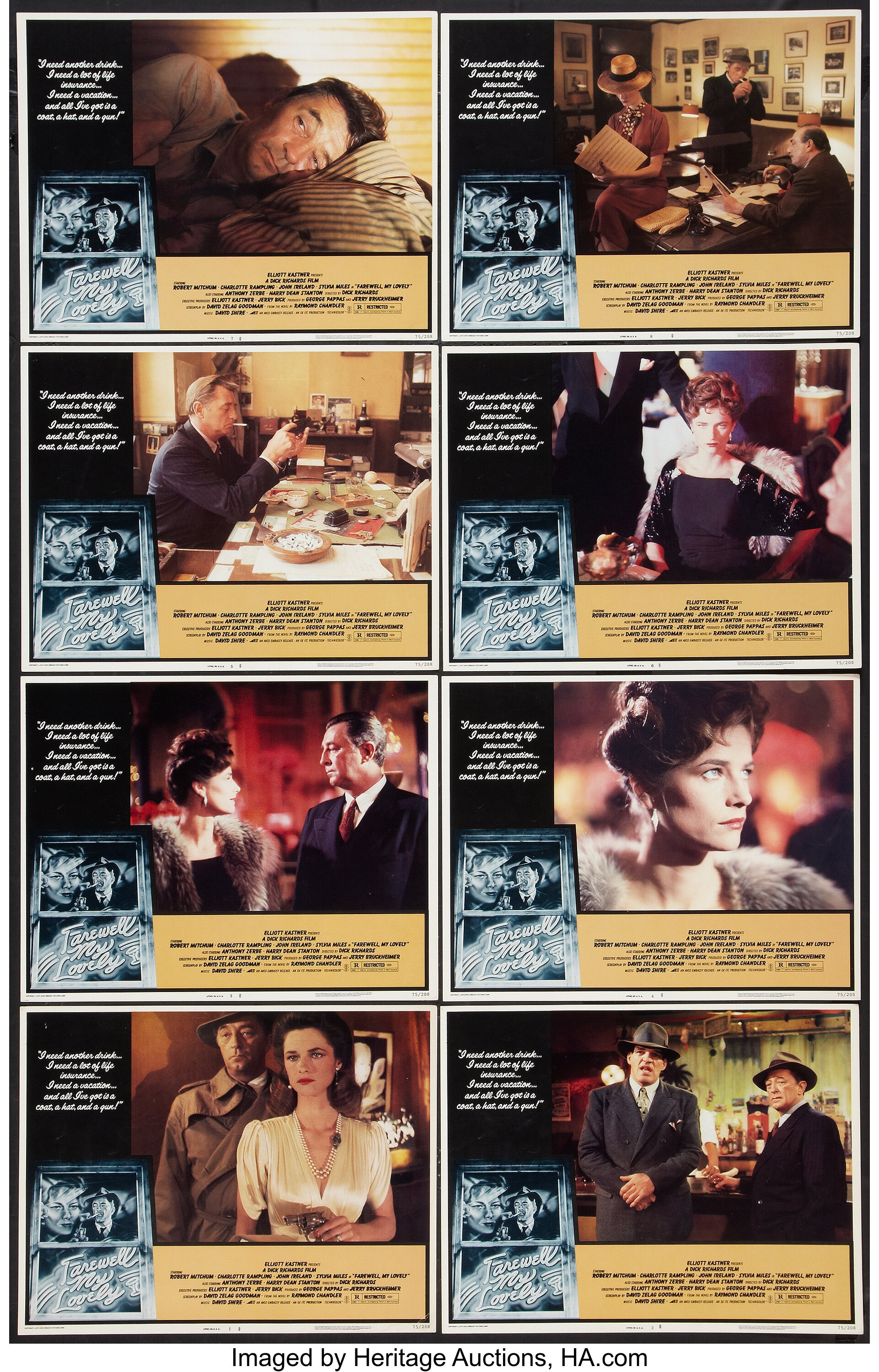 Farewell, My Lovely (Avco Embassy, 1975). Lobby Card Set of 8 (11