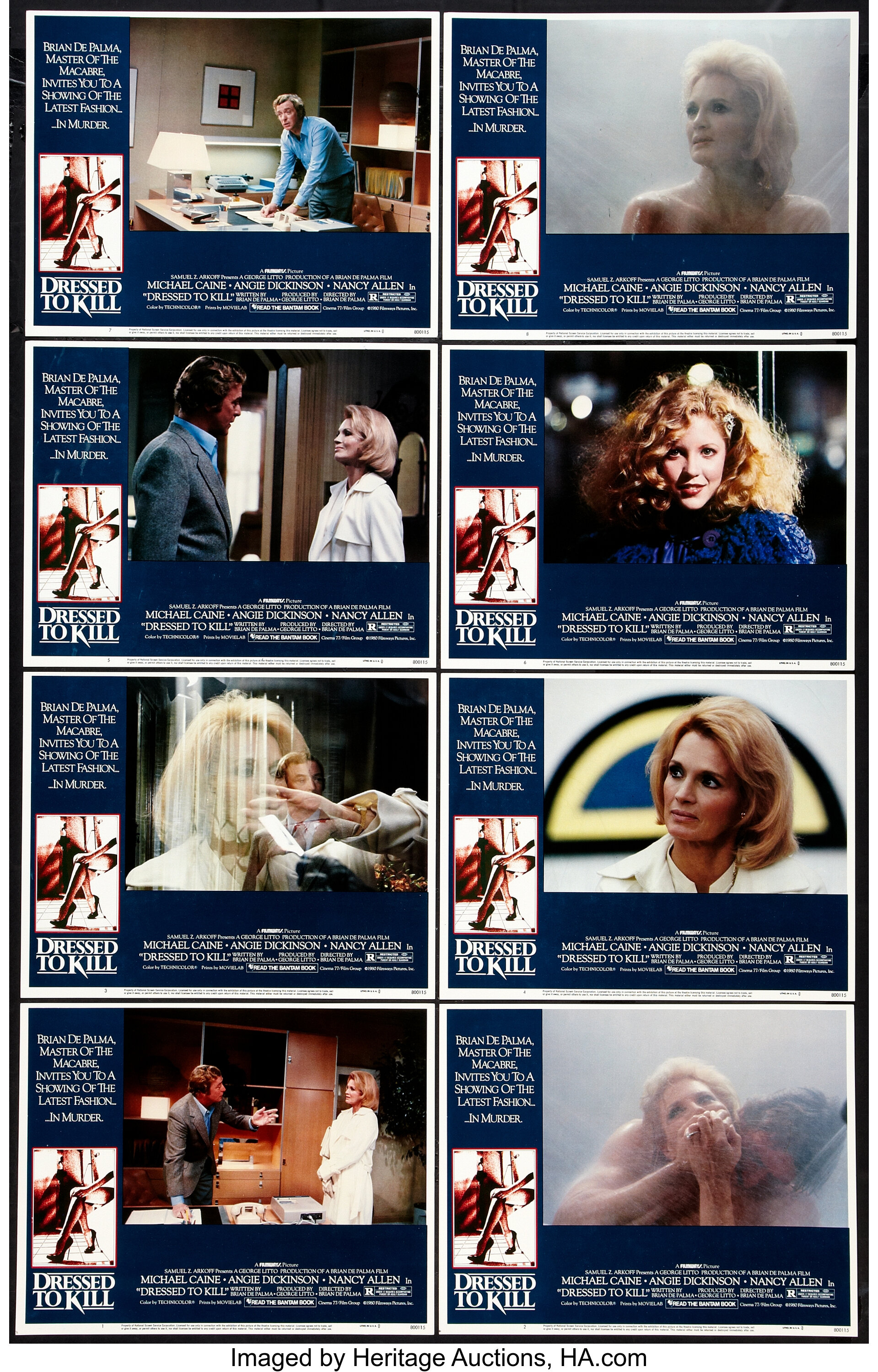 Dressed To Kill Filmways 1980 Lobby Card Set Of 8 11 X 14 Lot 54108 Heritage Auctions