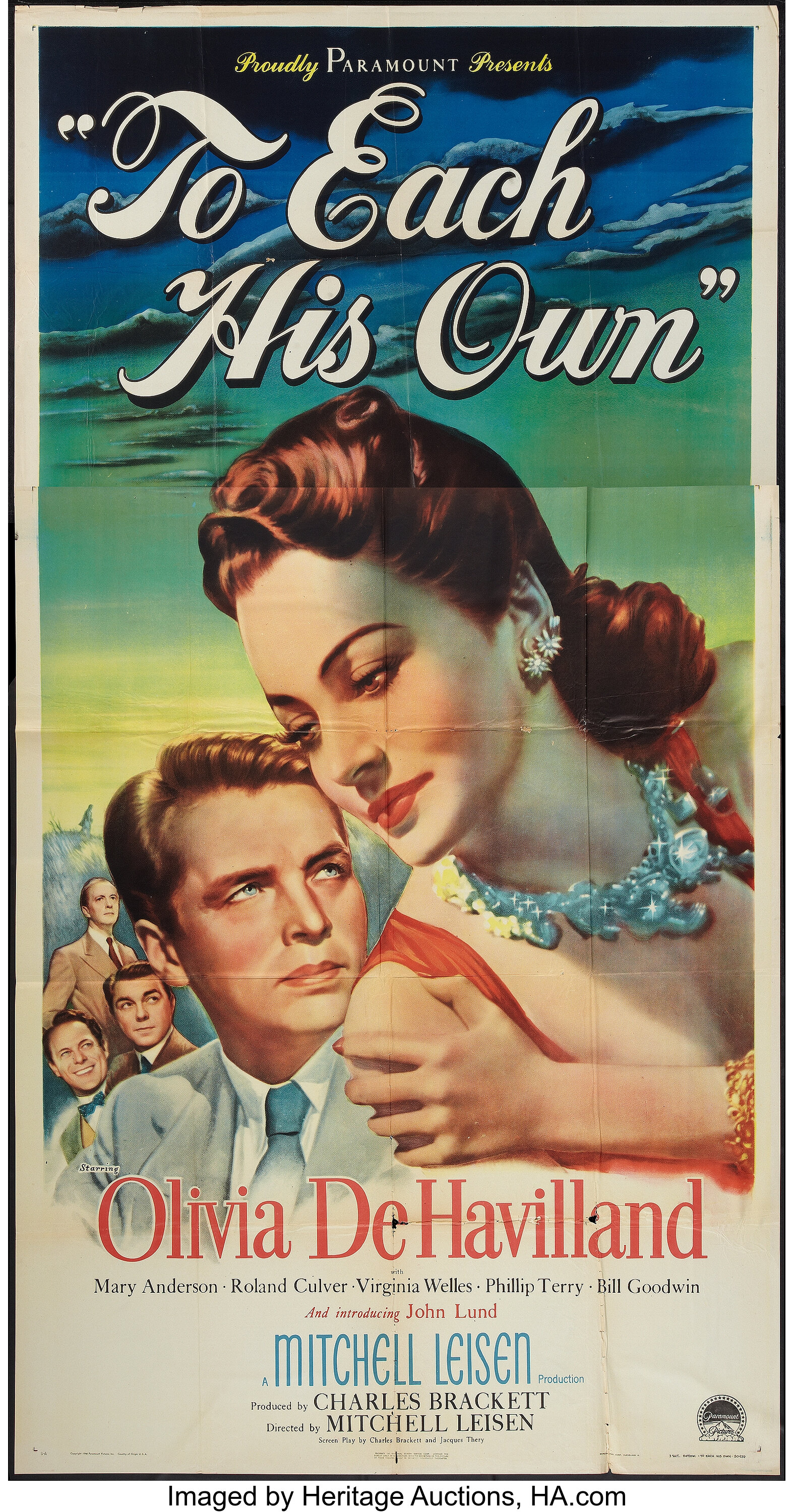 To Each His Own (Paramount, 1946). Three Sheet (41 X 81). Drama.., Lot  #55377