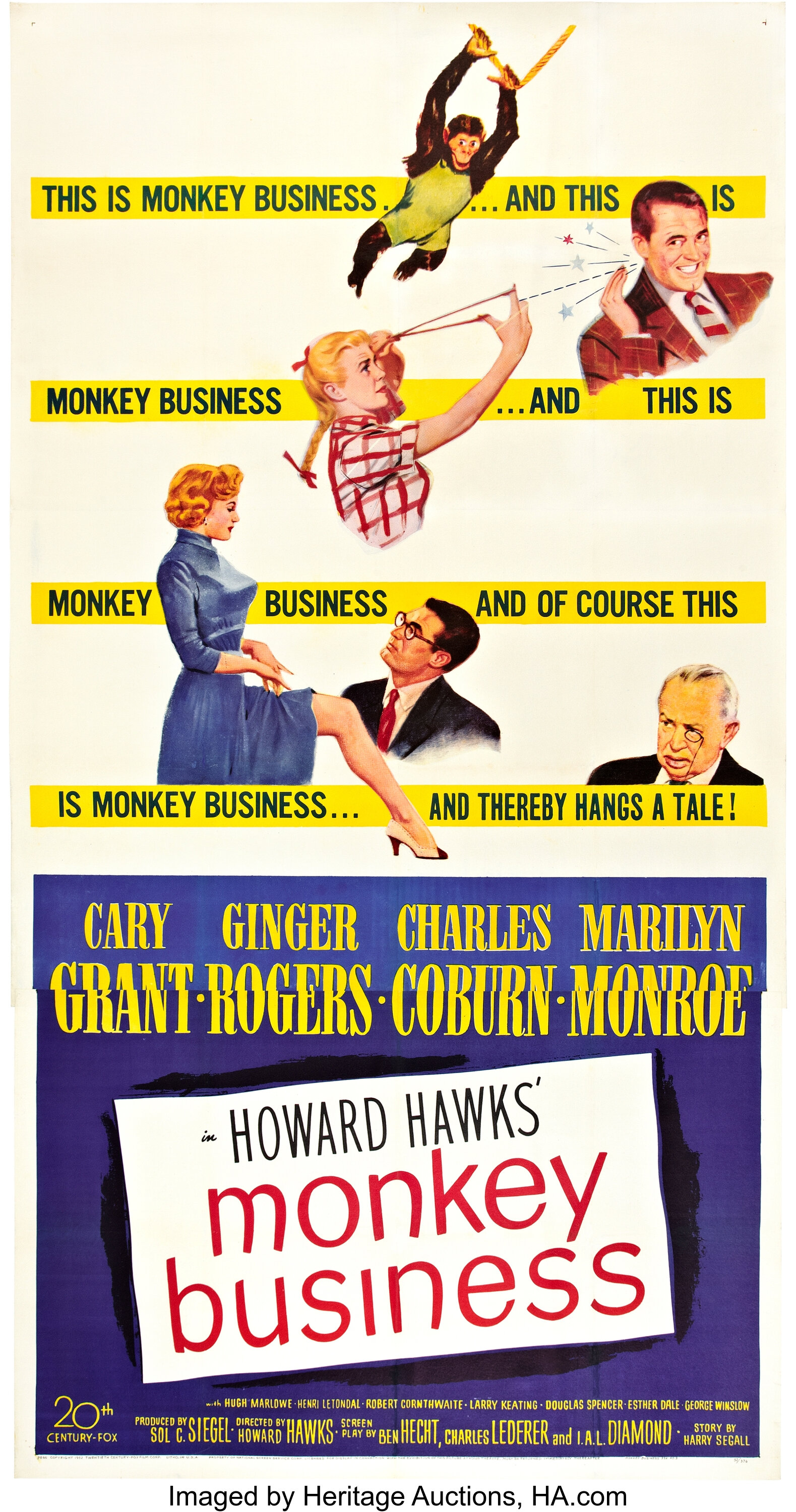 Monkey Business (20th Century Fox, 1952). Three Sheet (41