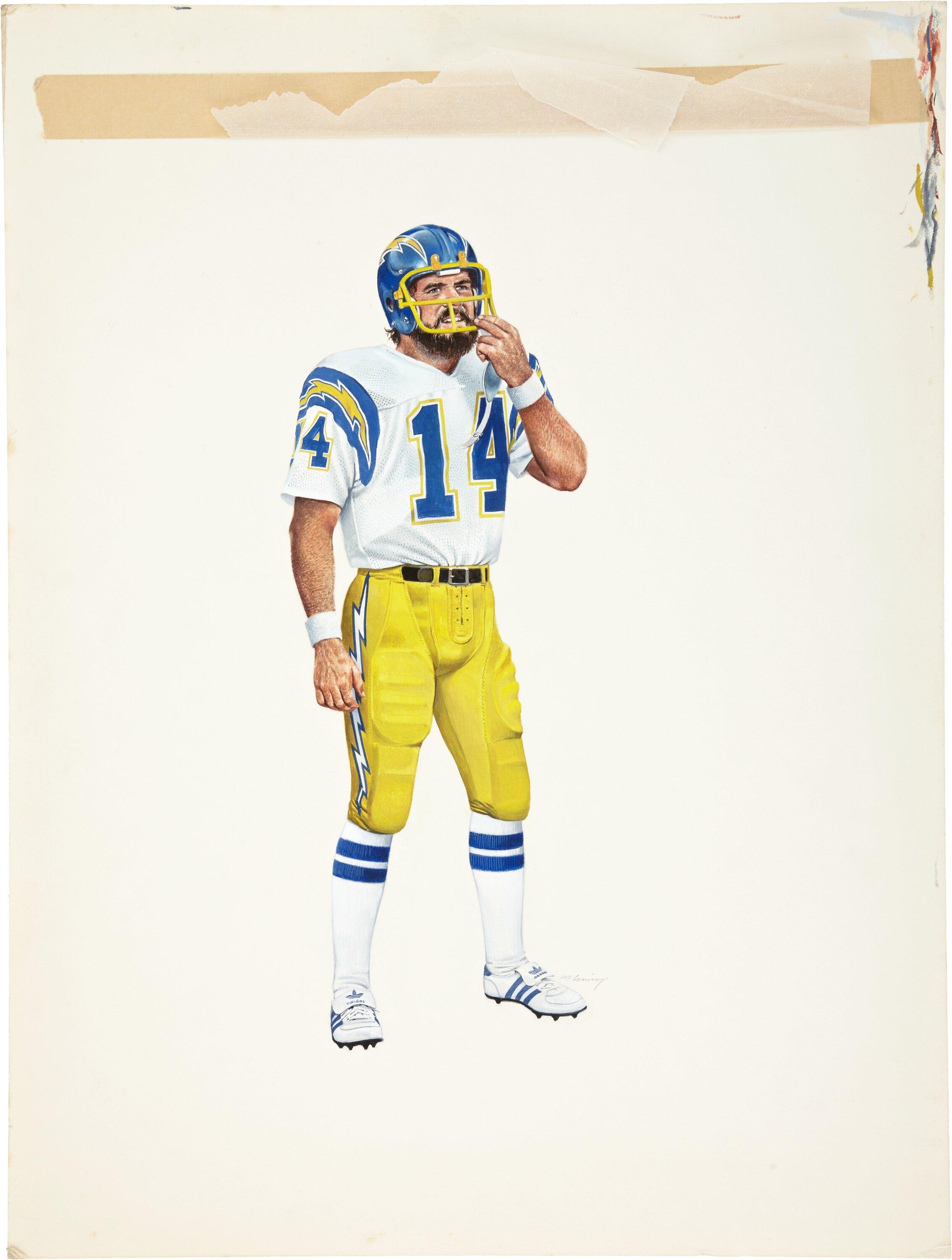 Dan Fouts Original Artwork by Merv Corning. Football