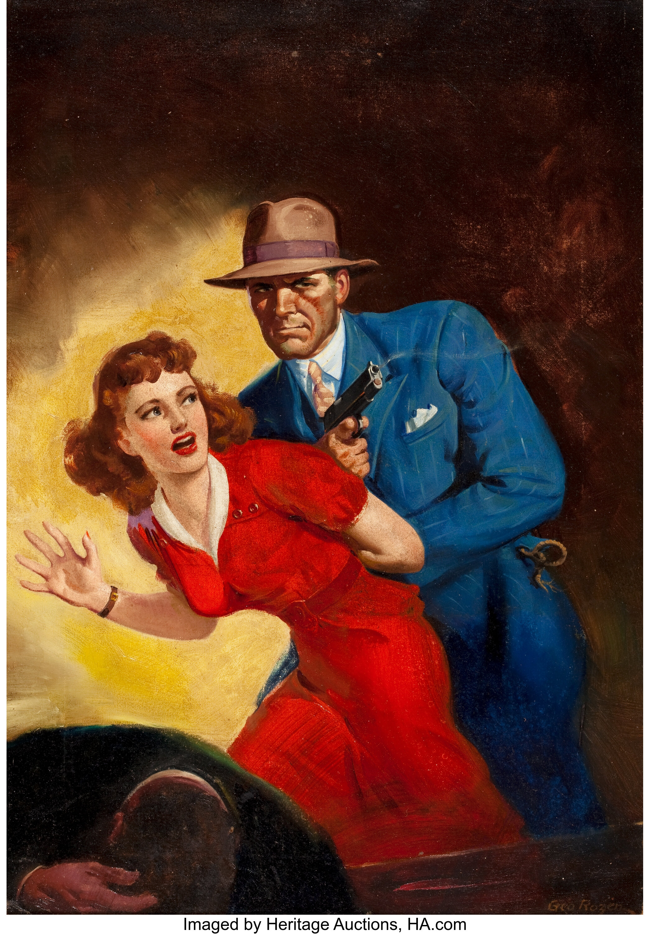 GEORGE ROZEN (American, 1895-1974). Super Detective pulp cover, May ...
