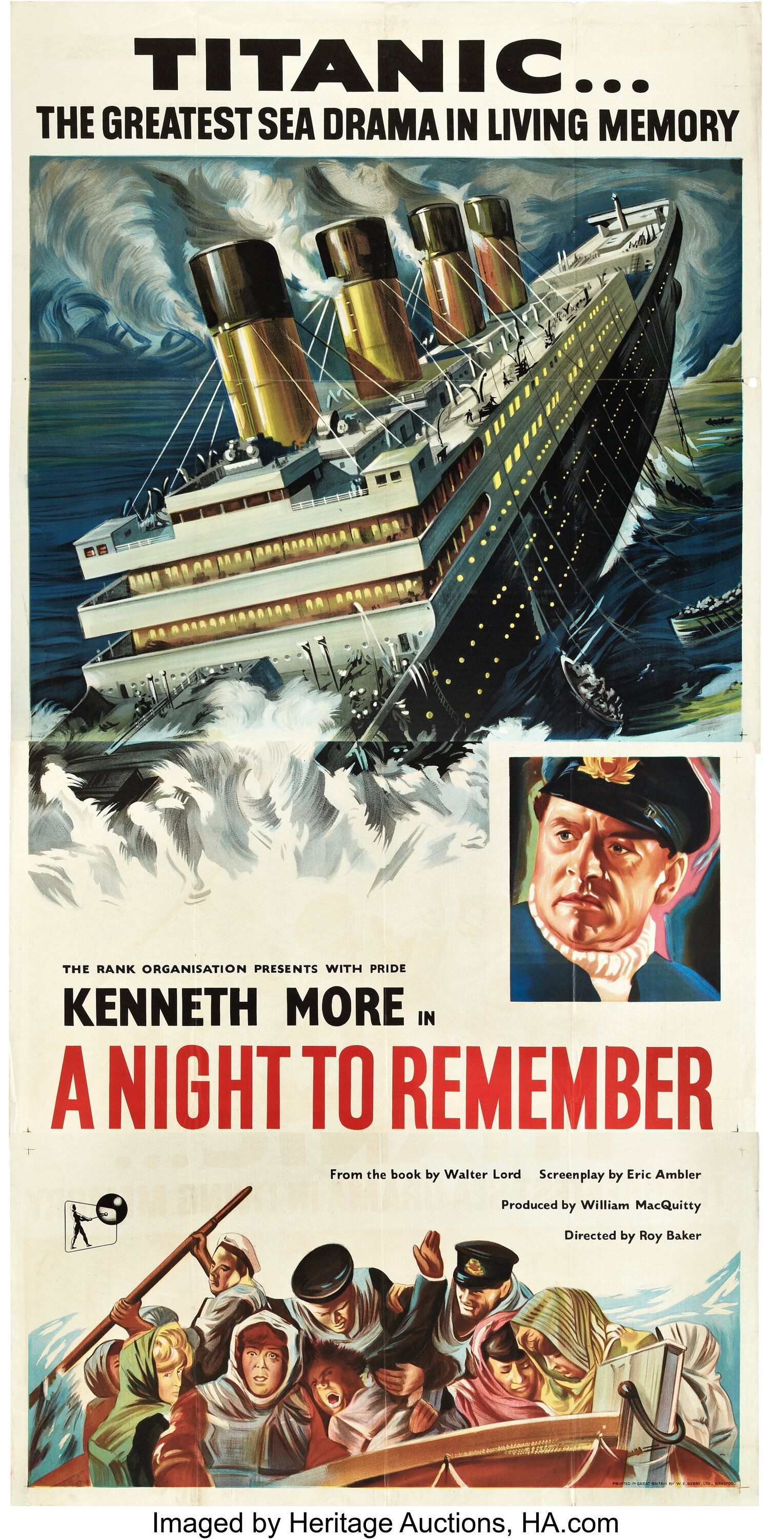 A Night To Remember Rank 1959 British Three Sheet 40 X 79 Lot 83608 Heritage Auctions