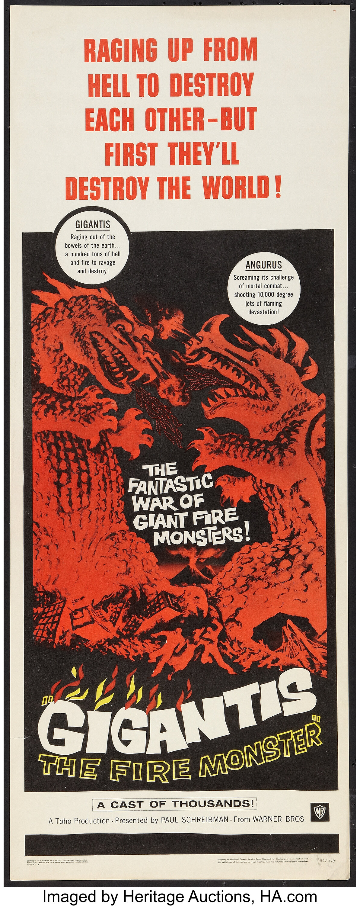 Gigantis The Fire Monster Warner Brothers 1959 Insert 14 X Lot Heritage Auctions