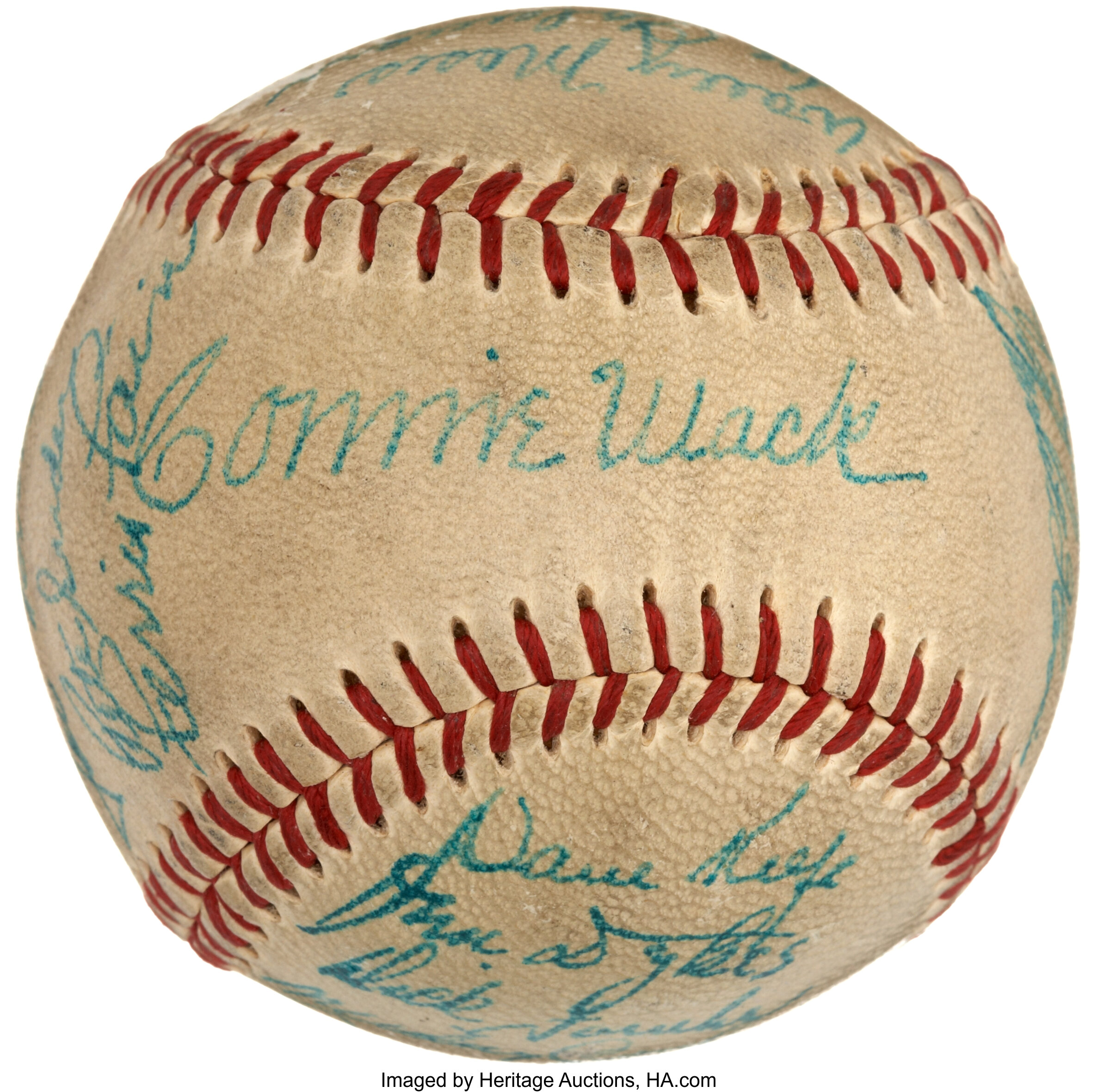 1950 Philadelphia Athletics Team Signed Baseball. Autographs