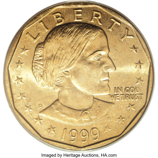 1999 P Sba Anthony Dollar Struck On A Sacagawea Dollar Lot 2663 Heritage Auctions