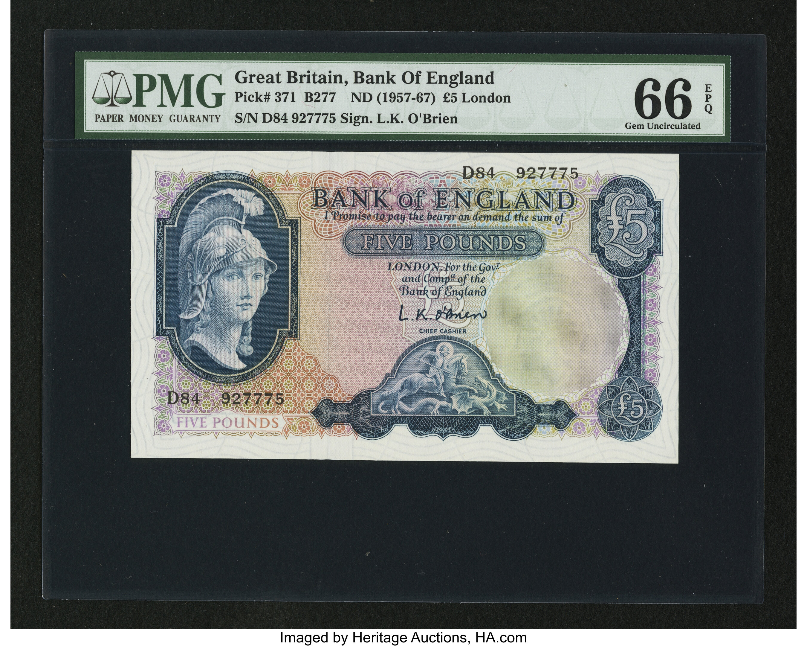 Great Britain Bank of England £5 ND (1957-67) Pick 371. World