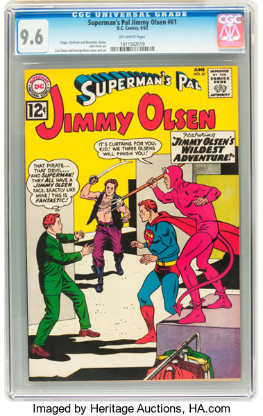 Superman S Pal Jimmy Olsen 61 Dc 1962 Cgc Nm 9 6 Off White Lot Heritage Auctions