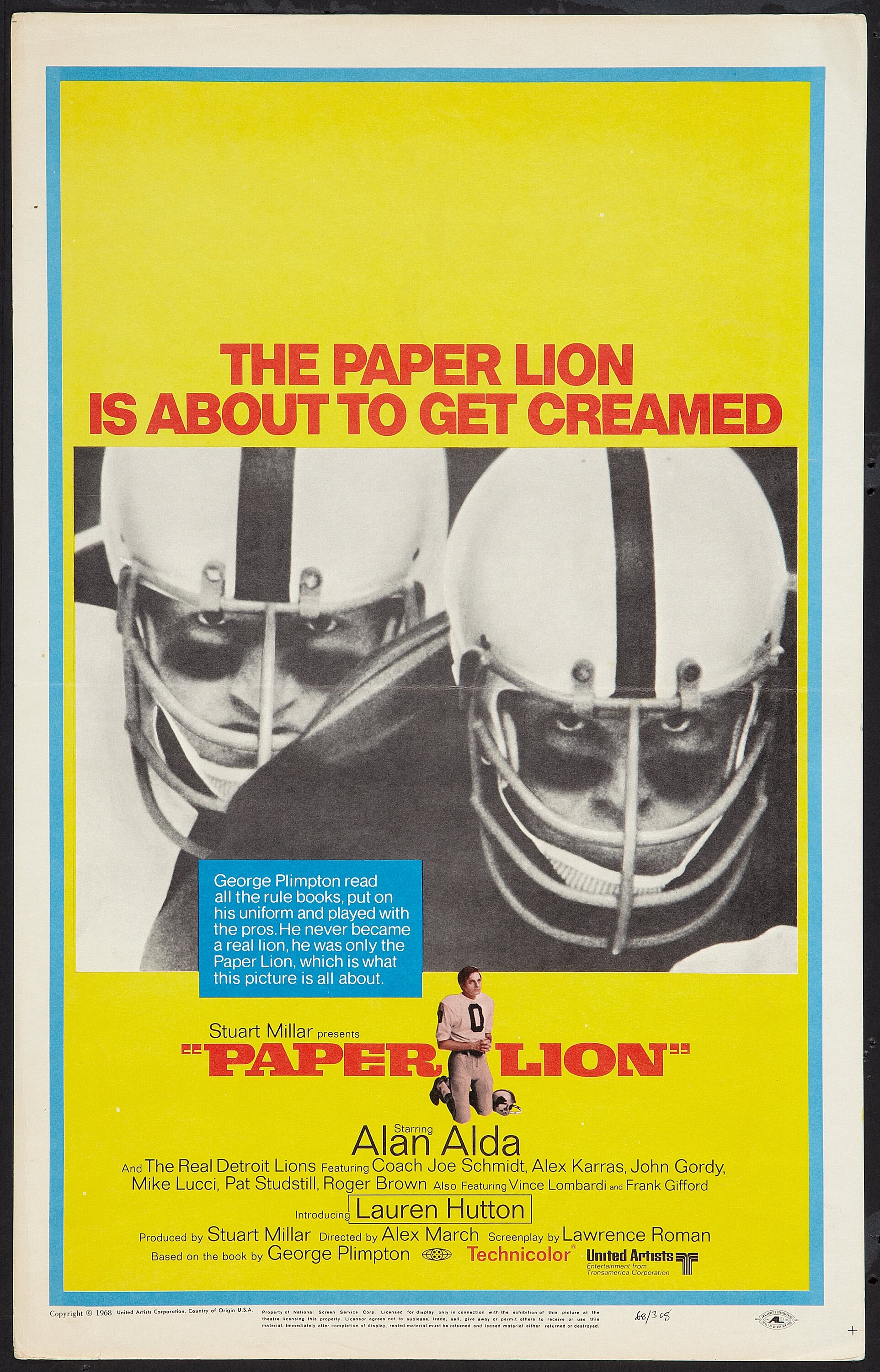 Paper Lion (United Artists, 1968). Window Card (14 X 22). Comedy