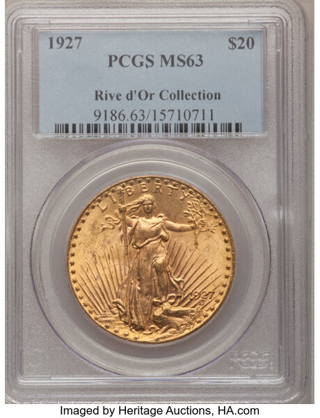 1927 $20 MS63 PCGS. Ex:Rive d'Or Collection. PCGS Population | Lot