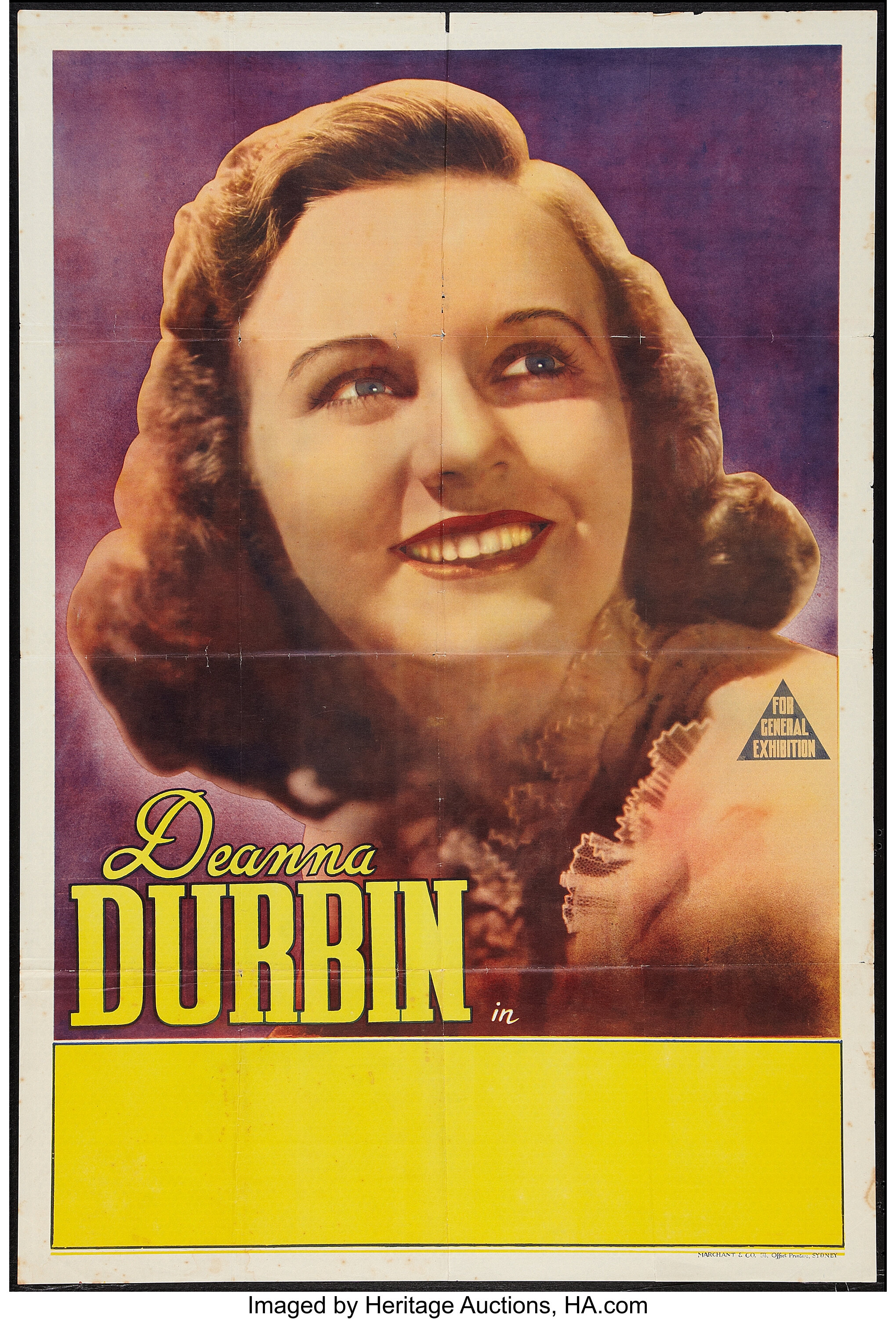 Deanna Durbin Stock Poster (Universal, 1940s). Australian One Sheet ...