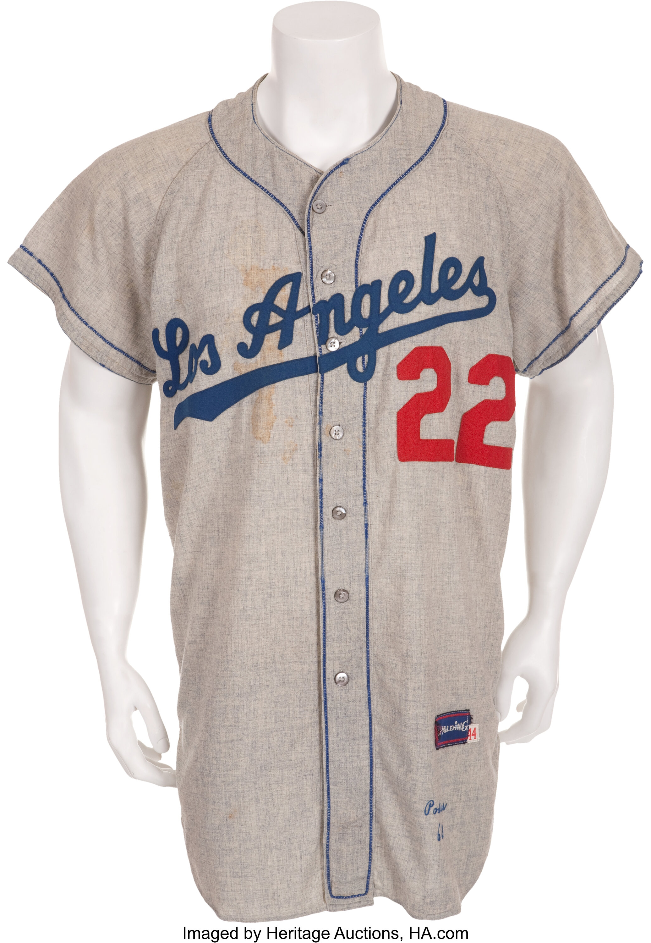 1955 Johnny Podres Game Worn Brooklyn Dodgers Jersey - Photo