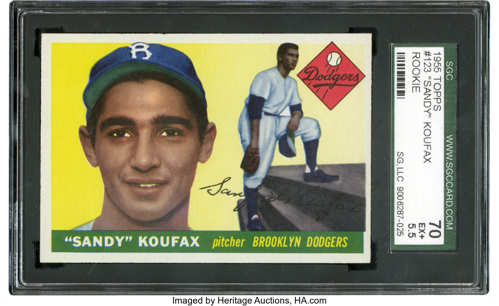 Sandy Koufax 1955 Topps Rookie Baseball Card #123 - Graded VG 3