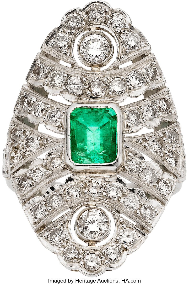 Emerald, Diamond, Platinum Ring. ... Estate Jewelry Rings | Lot #58406 ...