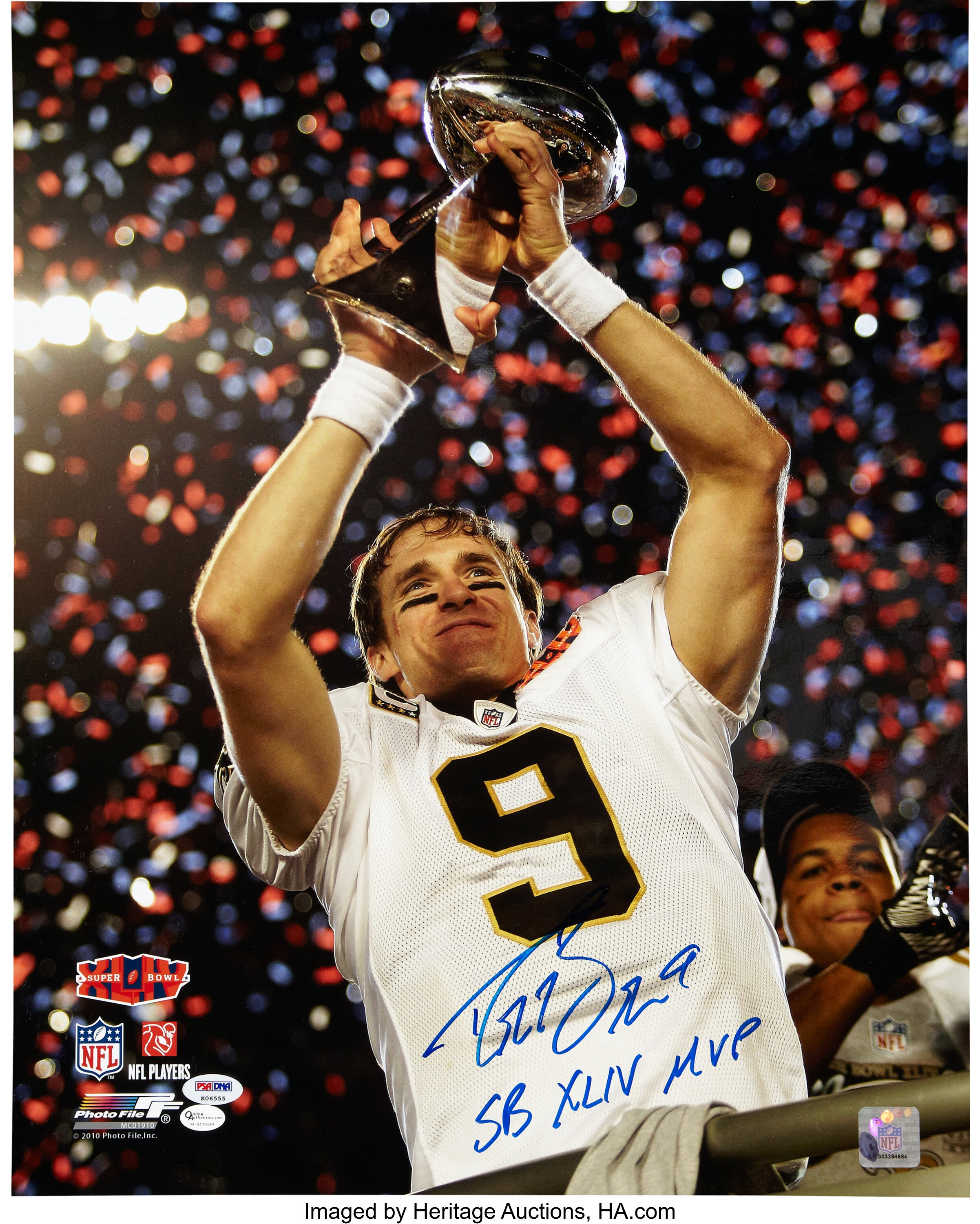 Drew Brees SB XLIV MVP Signed Oversized Photograph. Football