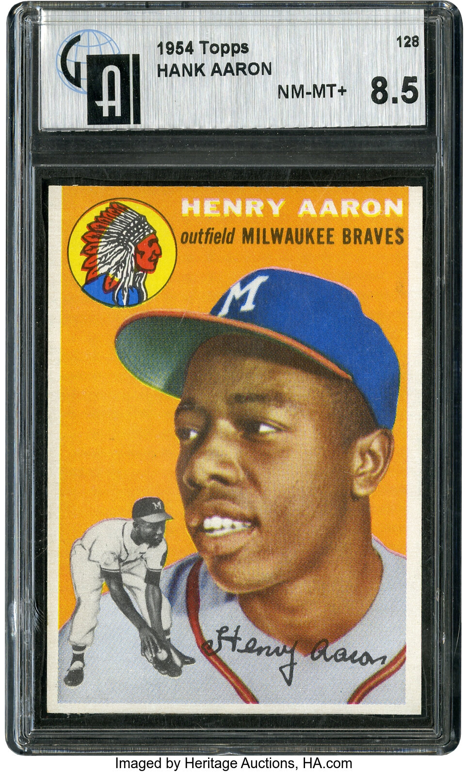 1954 Topps Hank Aaron Rookie #128 PSA NM-MT 8. Baseball Cards