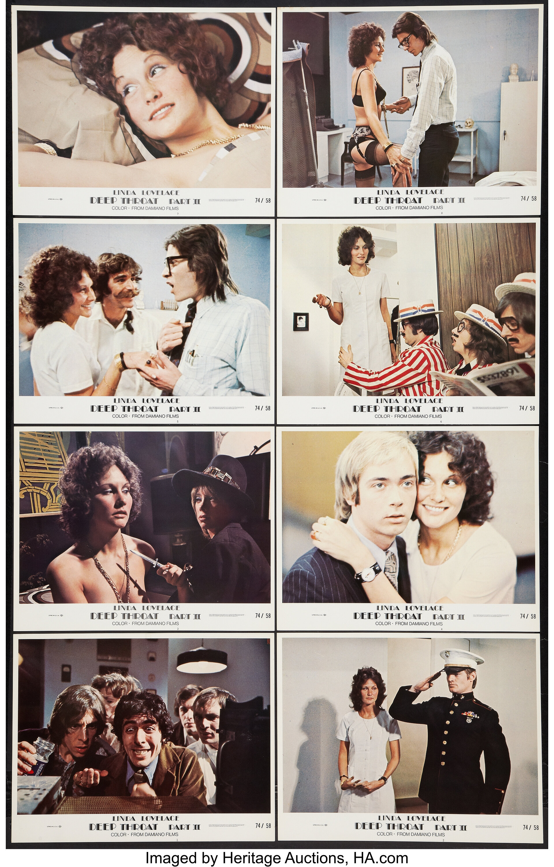 Deep Throat Part II (Damiano Films, 1974). Lobby Card Set of 8 (11