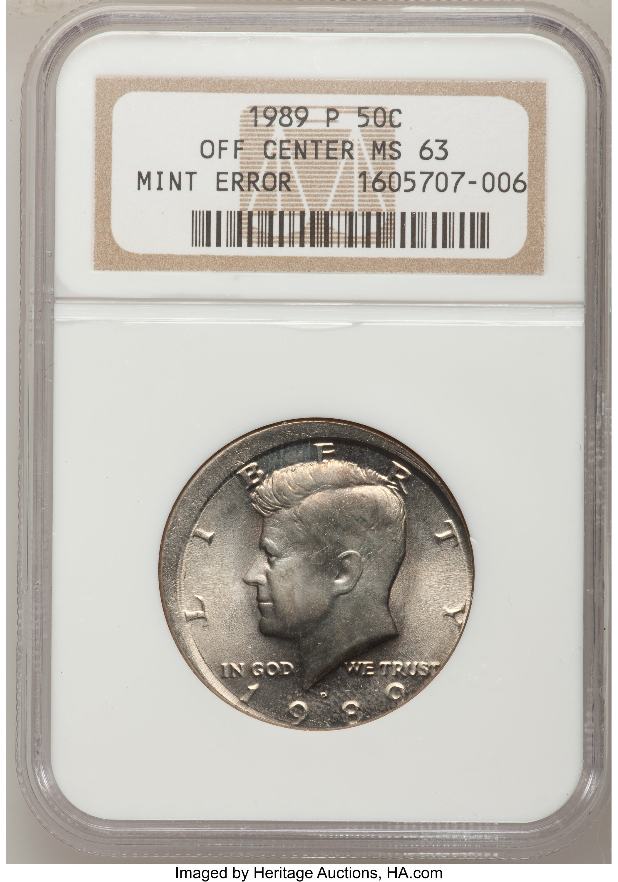 1989-P 50C Kennedy Half Dollar--Off Center--MS63 NGC.... Errors