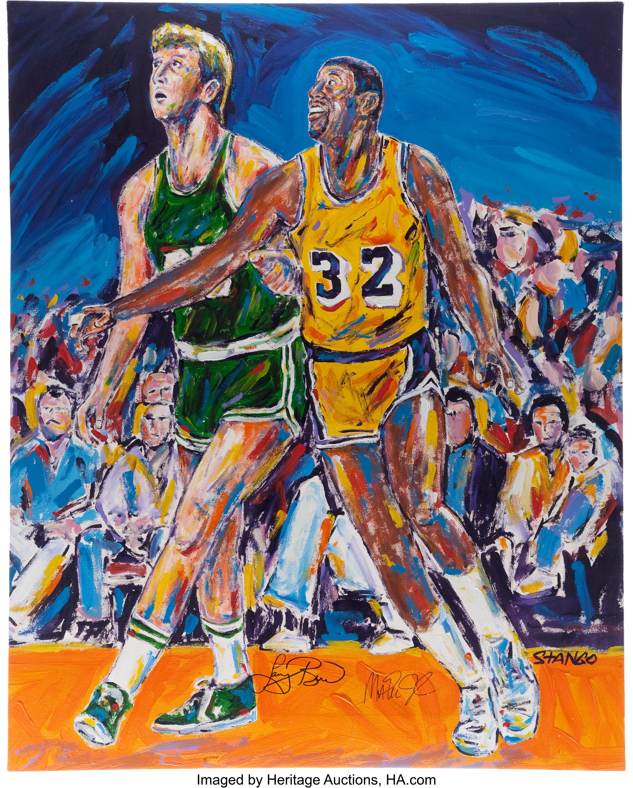 Magic Johnson and Larry Bird Greeting Card by Chris Brown