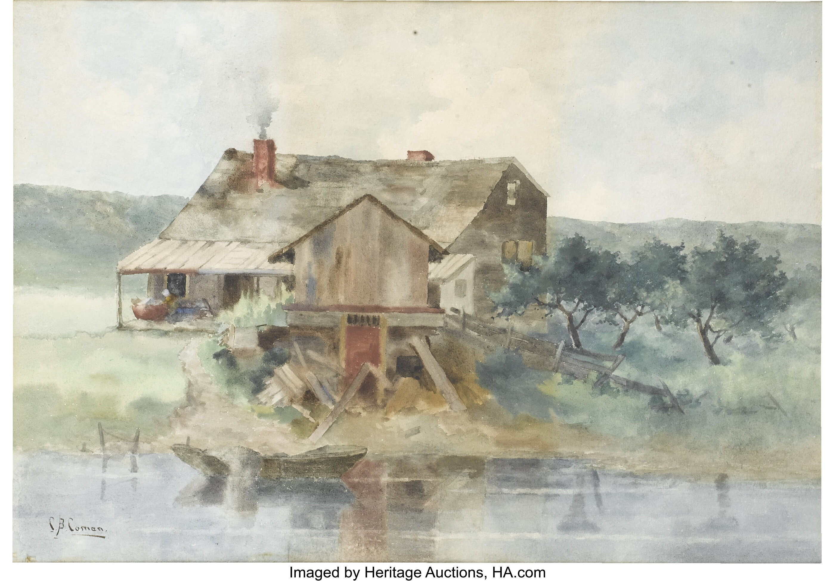 CHARLOTTE BUELL COMAN (American, 1833-1924). House on the Lake. | Lot ...