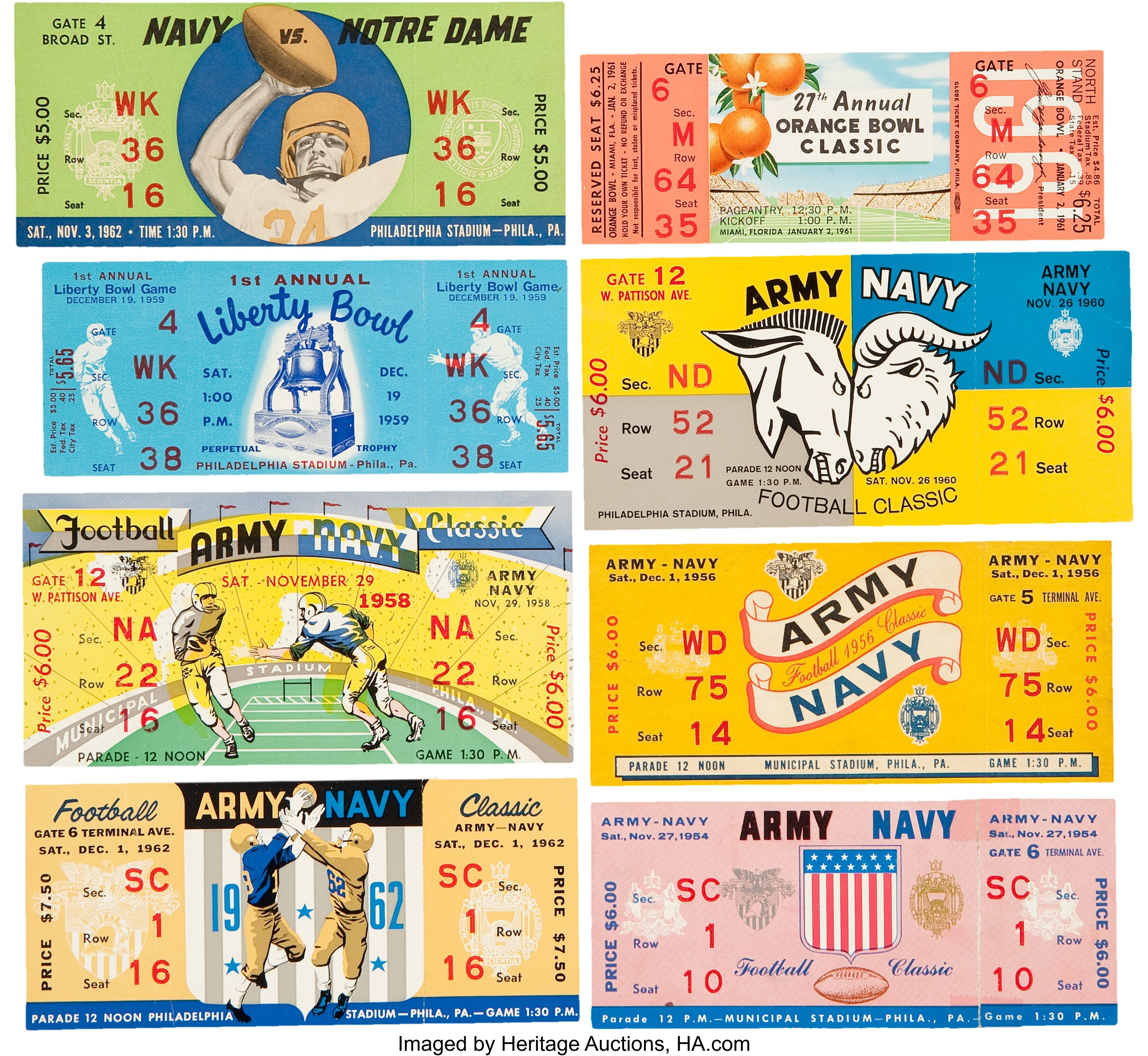 195462 Significant College Football Full Tickets Lot of 8.... Lot